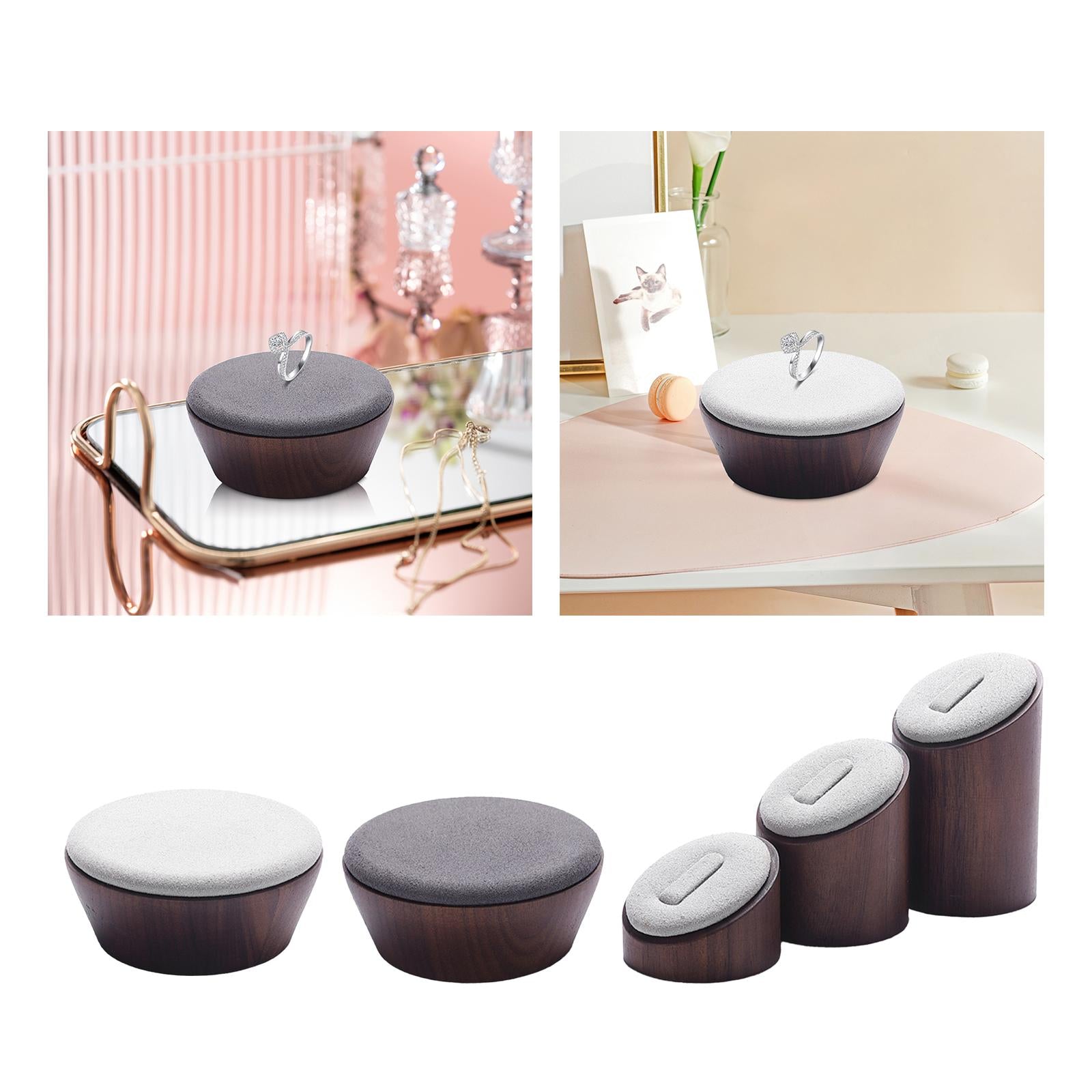 Bracelet Display Holder Wooden Tabletop Shop Windows Freestanding Ring Stand light grey
