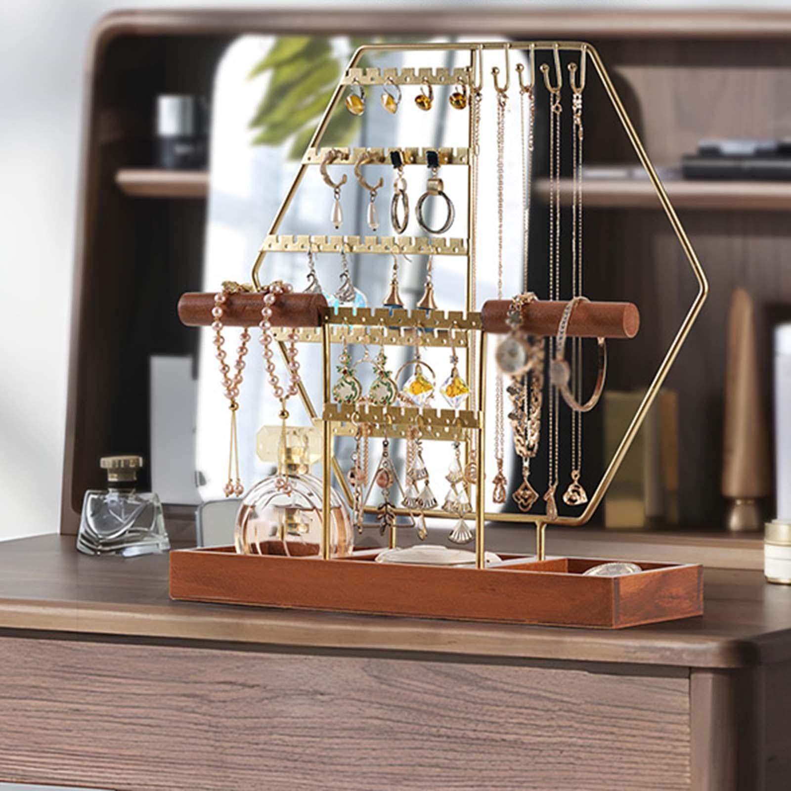 Jewelry Display Stand Desktop Jewelry Rack Necklace Organizer Earring Holder