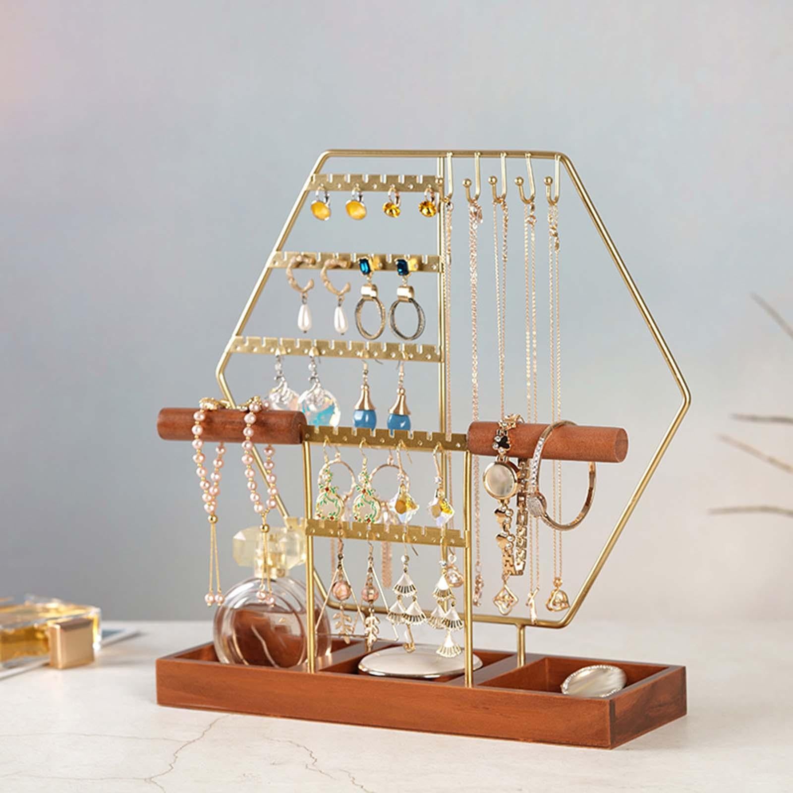 Jewelry Display Stand Desktop Jewelry Rack Necklace Organizer Earring Holder