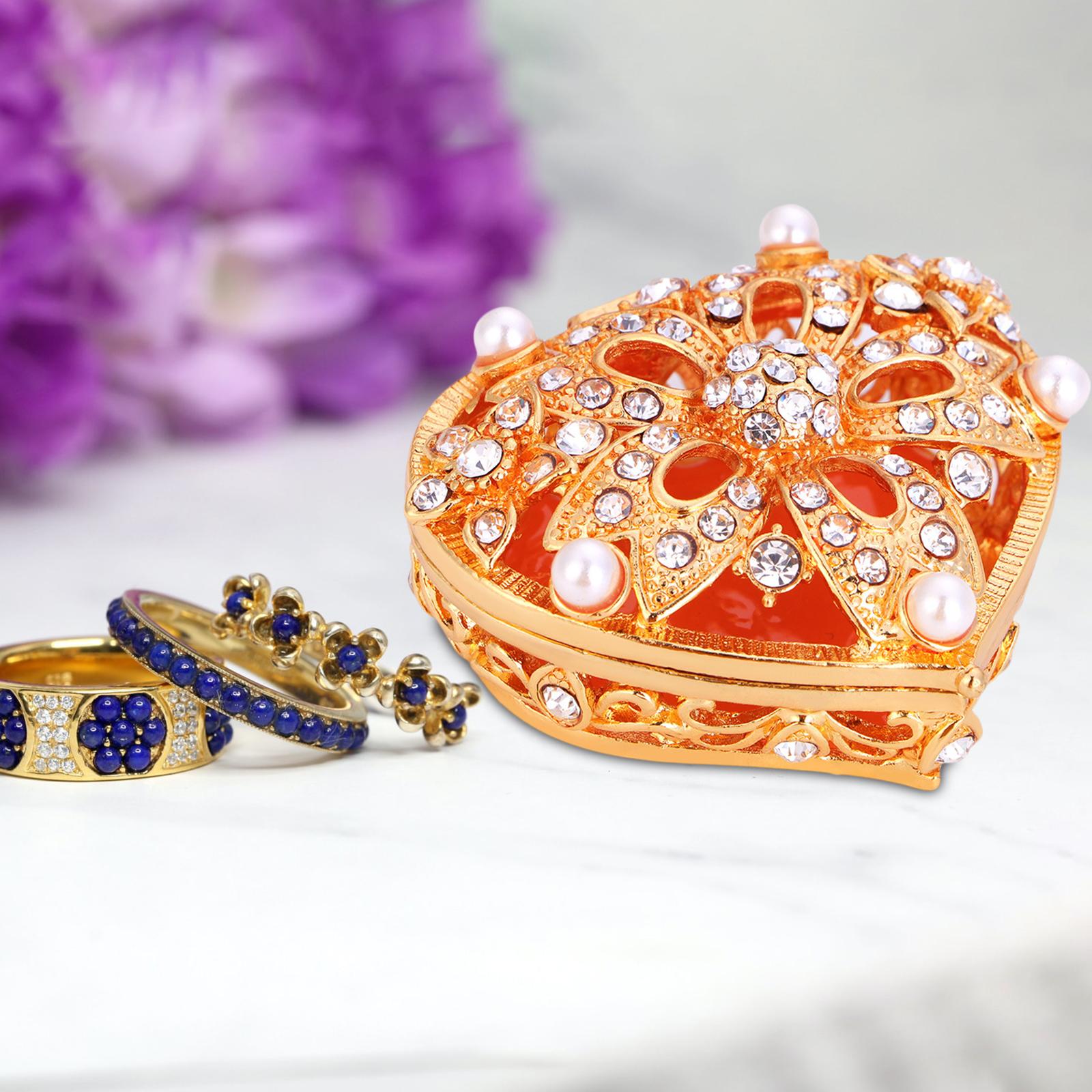 Rhinestone Jewelry Box Heart Jewelry Case for Necklace Earring Bracelet