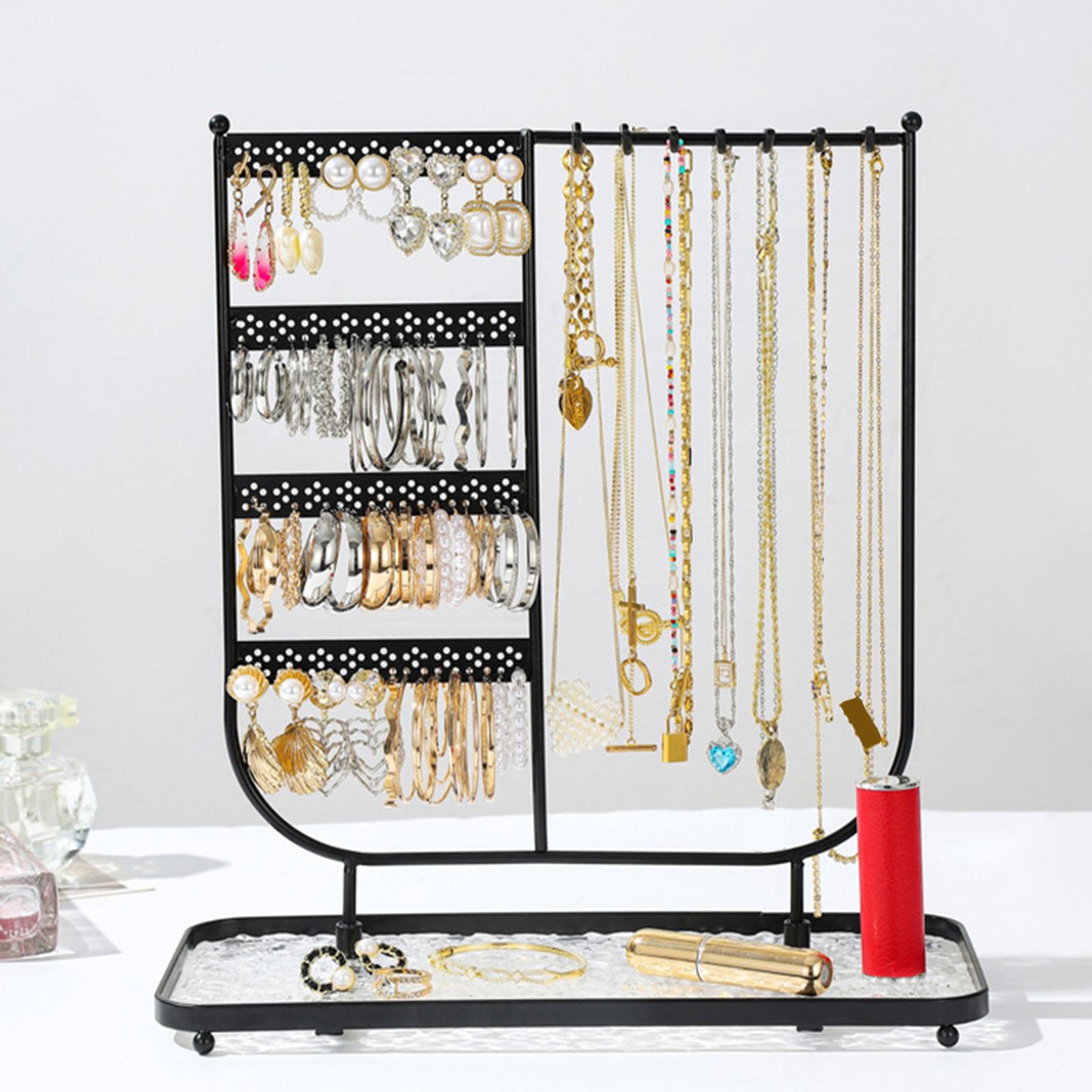 Jewelry Display Stand Home Jewelry Display Rack for Earrings Rings Bracelets black