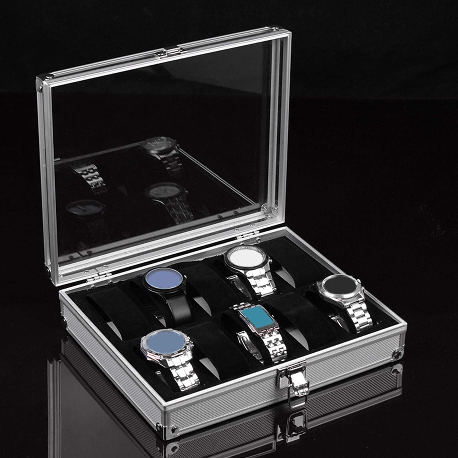 12 Slots Watch Box Portable Watch Storage Case for Shop Cabinet Office
