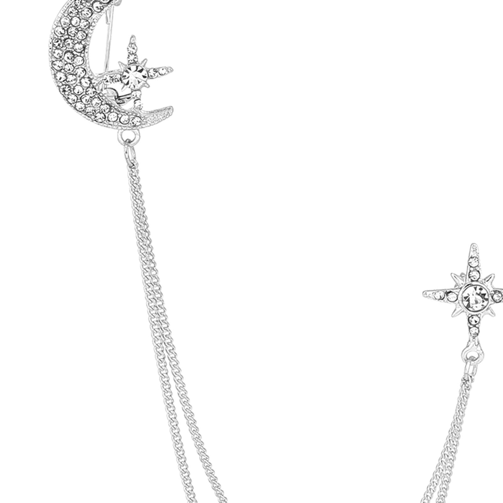 Tassel Chain Brooch Men Chic Durable for Celebration Father Tuxedo of Shirts Silver