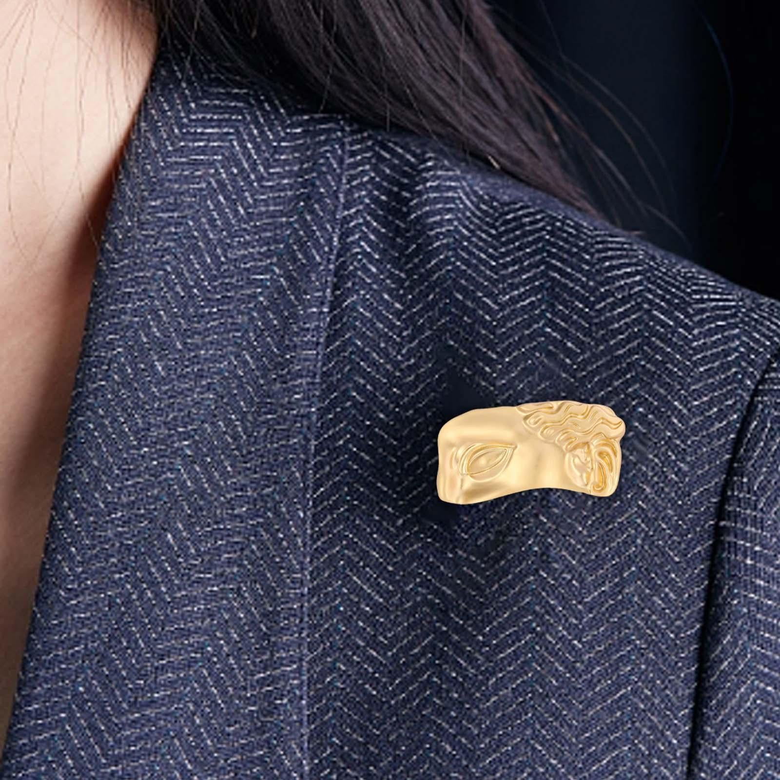 Half Human Face Brooch Punk Gift Cute Personality Pin for Sweater Coat Scarf Style B