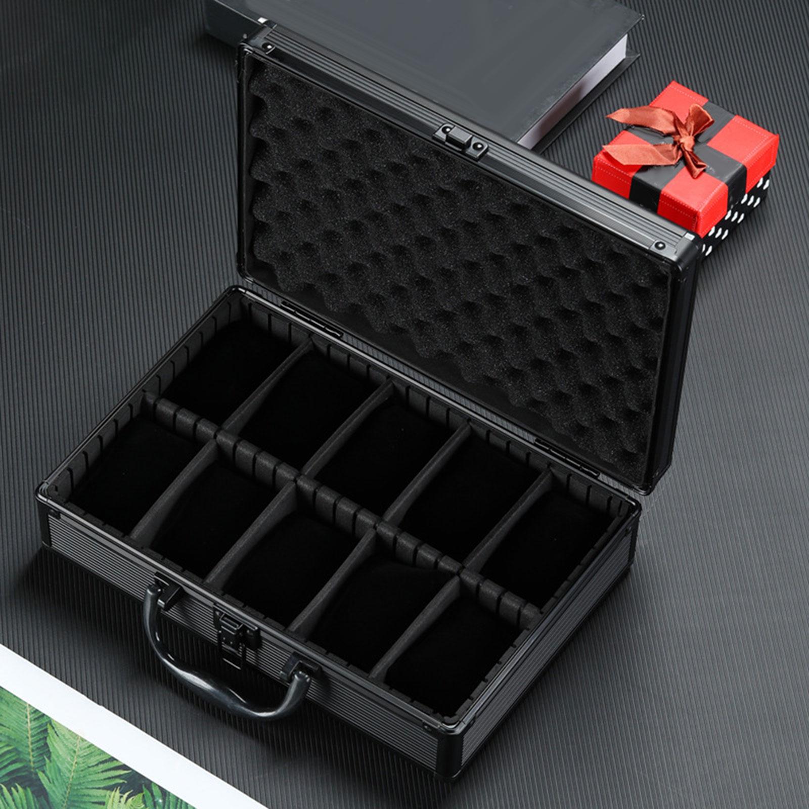 Watch Case Aluminum Alloy Gift Watch Box for Travel Watch Collectors Friends 10 Slot with Handle