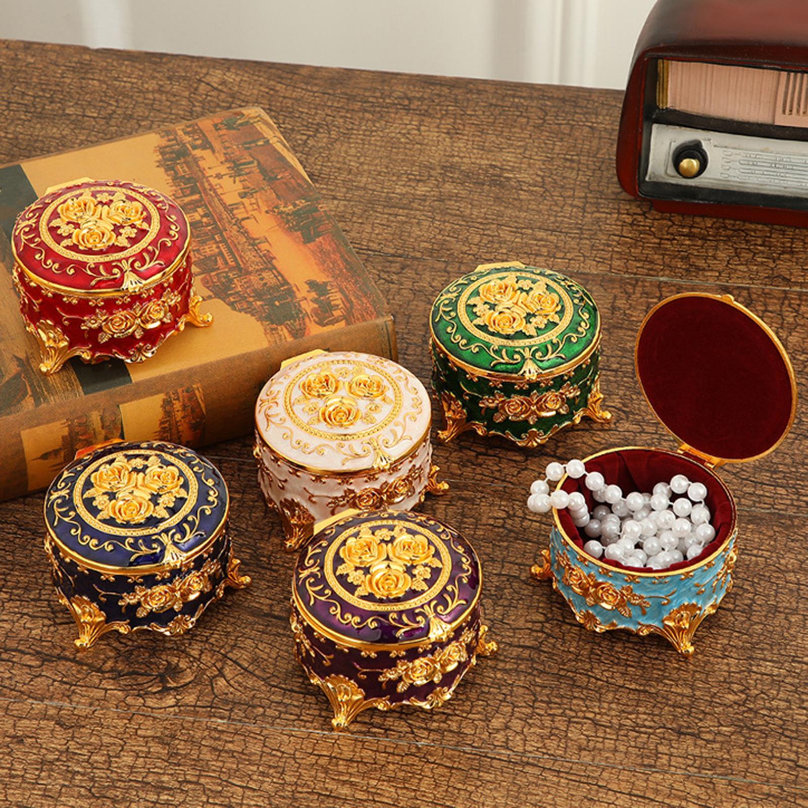 Small Jewelry Box Portable Tabletop Jewelry Case for Earrings Rings Pendants Green