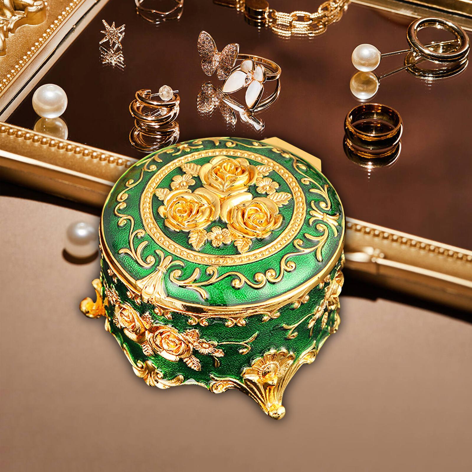 Small Jewelry Box Portable Tabletop Jewelry Case for Earrings Rings Pendants Green