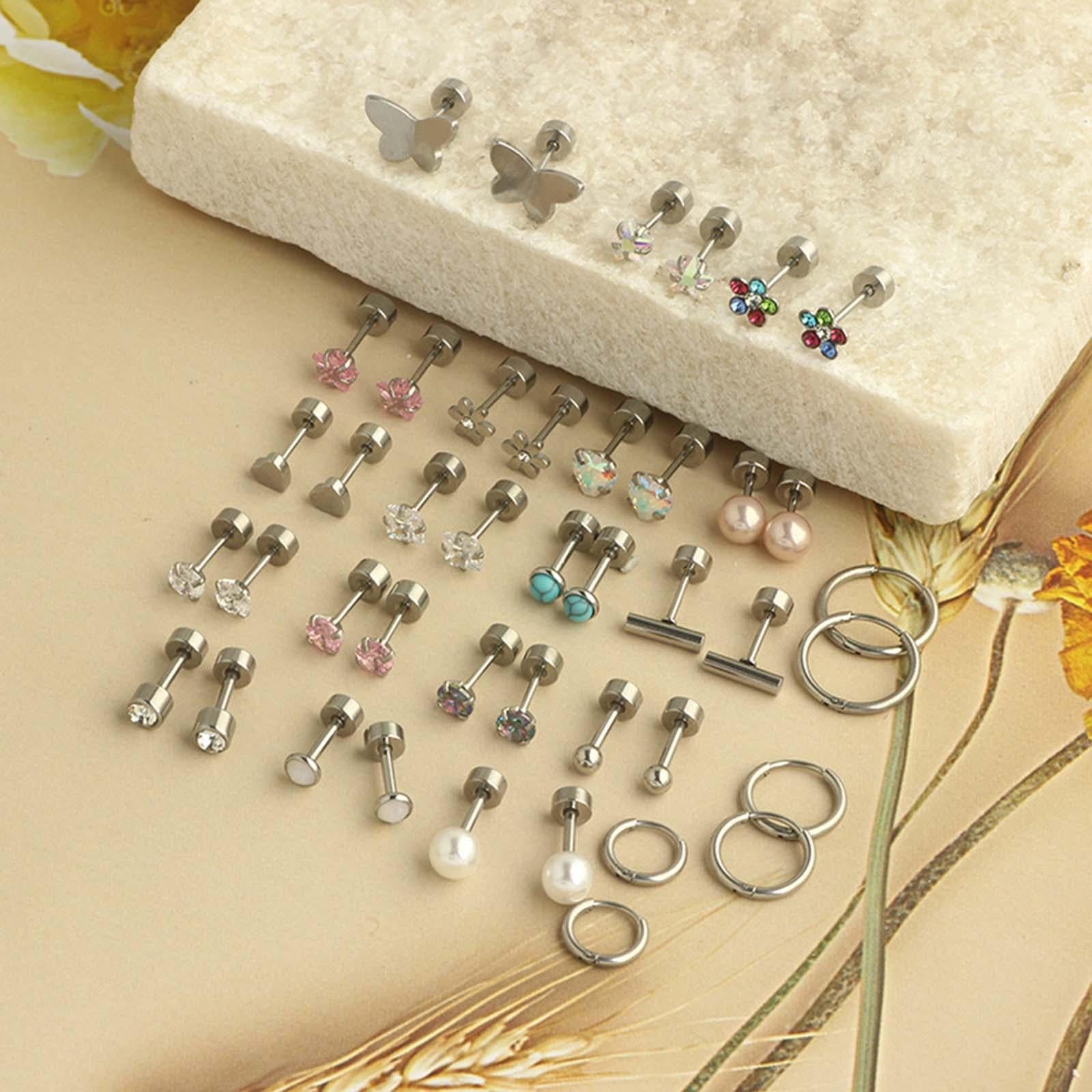 21x Earrings Hoop Women Butterfly Studs Earrings for Holidays Party Shopping