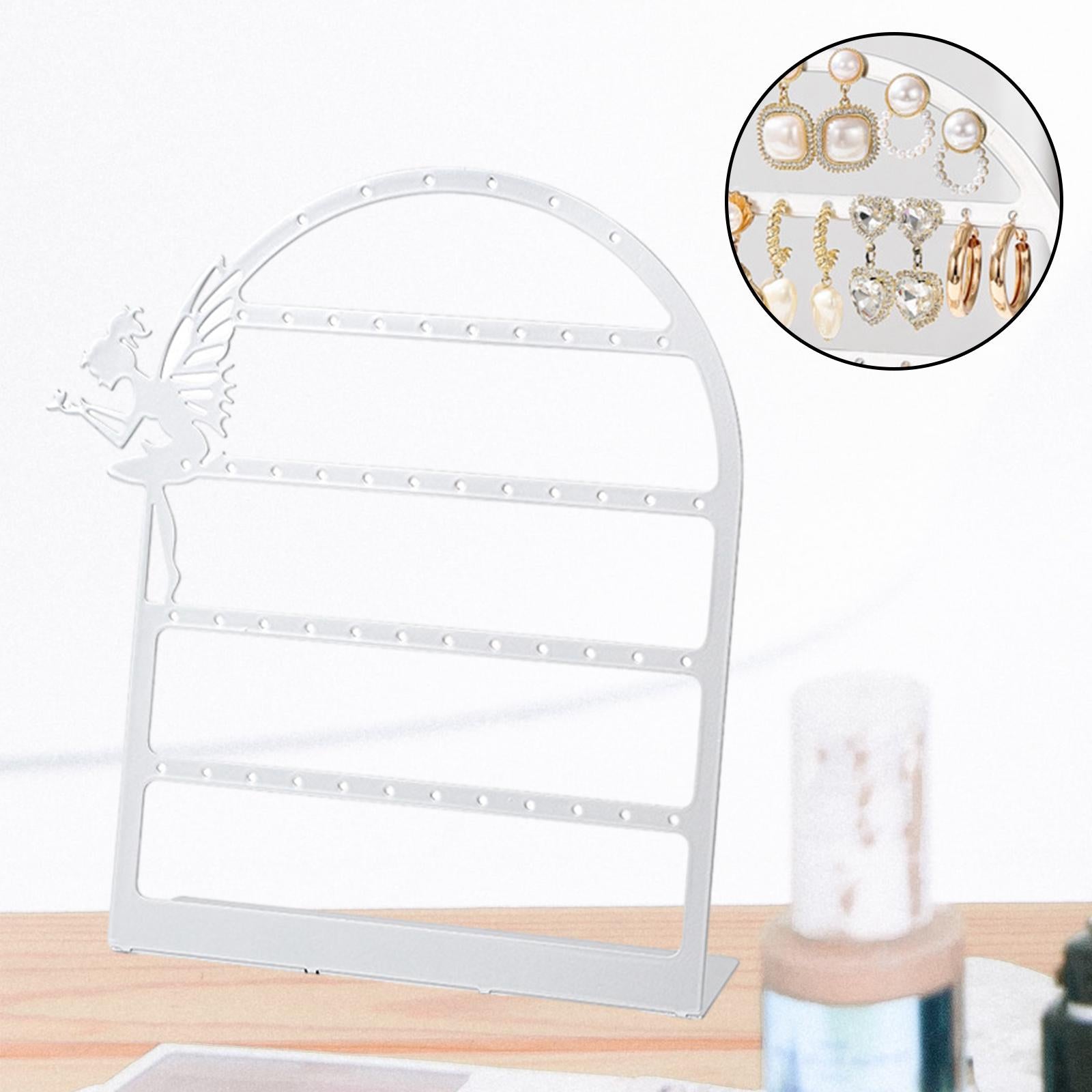 Earring Display Stand Jewelry Storage Rack Ear Stud Holder for Tabletop Home White