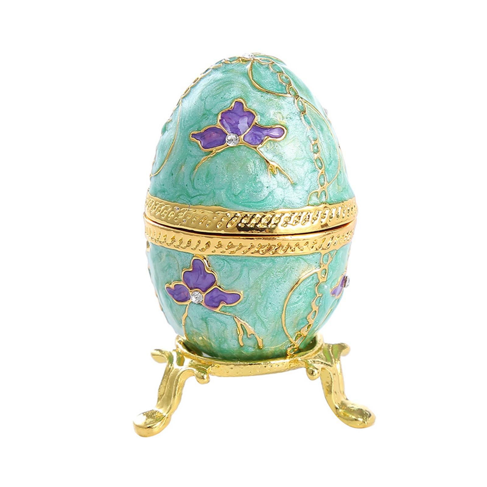 Egg Trinket Box Decorative Collectible Keepsake Storage Enameled Jewelry Box