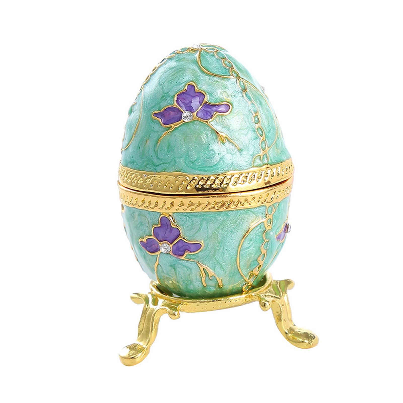 Egg Trinket Box Decorative Collectible Keepsake Storage Enameled Jewelry Box
