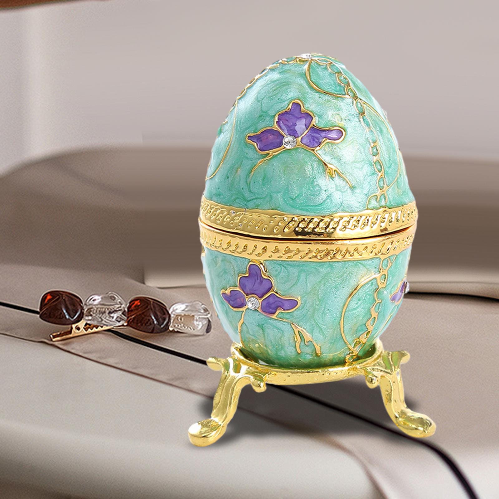 Egg Trinket Box Decorative Collectible Keepsake Storage Enameled Jewelry Box