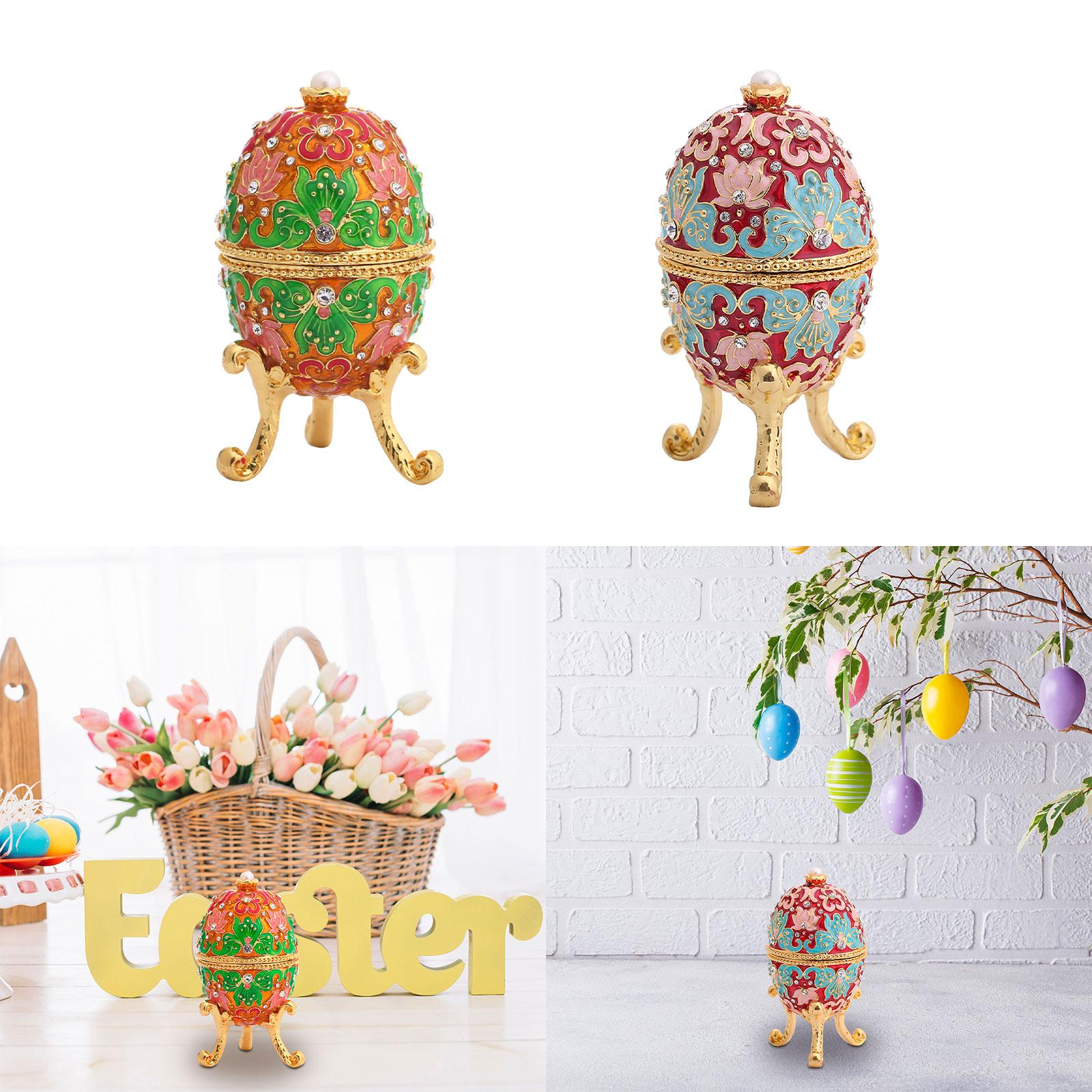 Egg Trinket Box Ornament Dresser Gorgeous Trinket Case Enameled Jewelry Box Orange