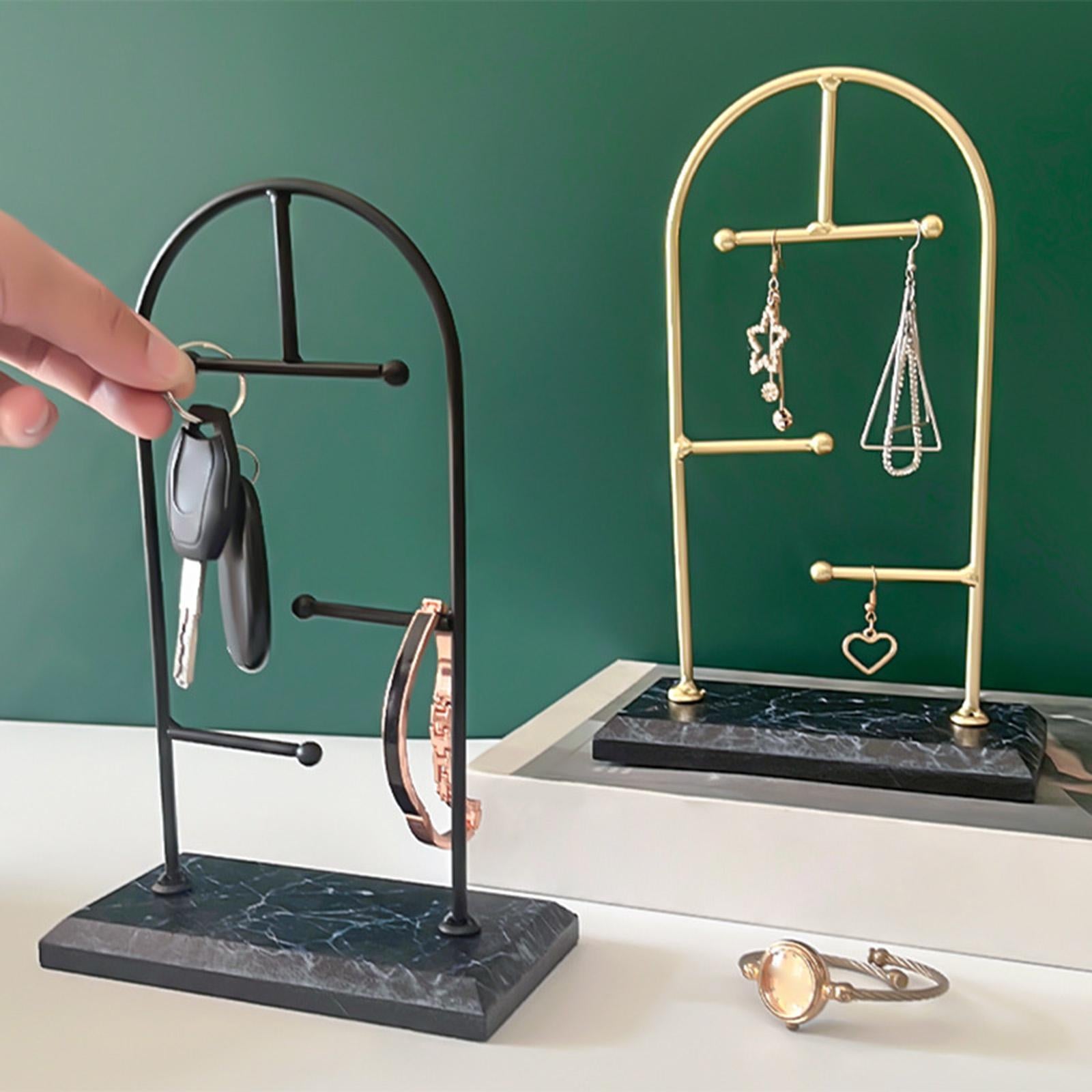 Necklace Holder Rings Women Jewelry Display Stand for Table Showcase Wedding Gold Frame White