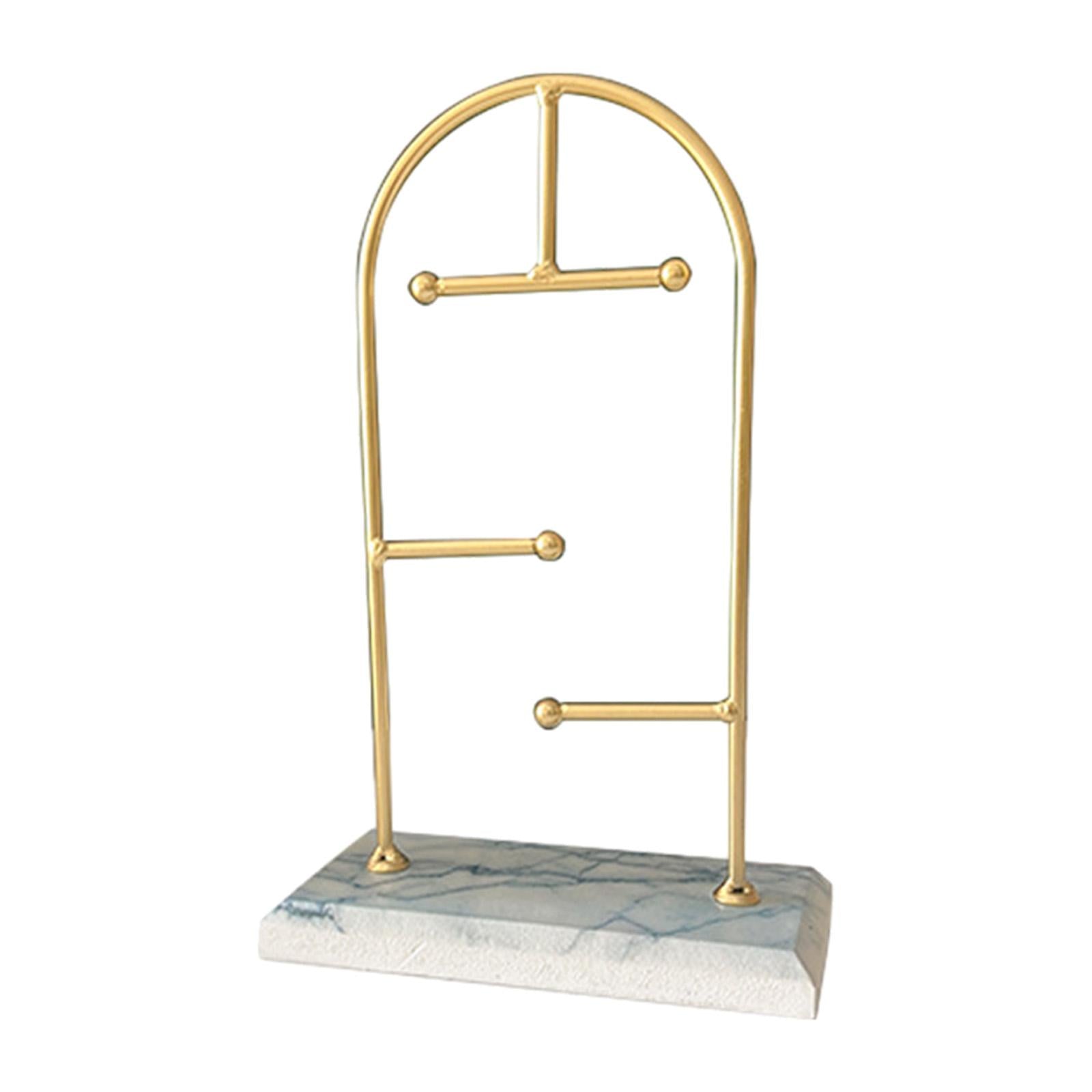 Necklace Holder Rings Women Jewelry Display Stand for Table Showcase Wedding Gold Frame White