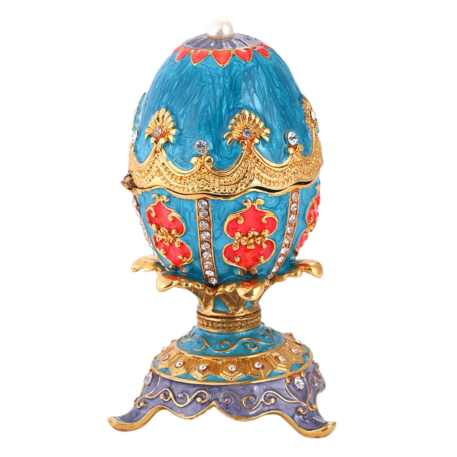 Egg Trinket Box Delicate Enameled Jewelry Box for Easter Anniversary Holiday