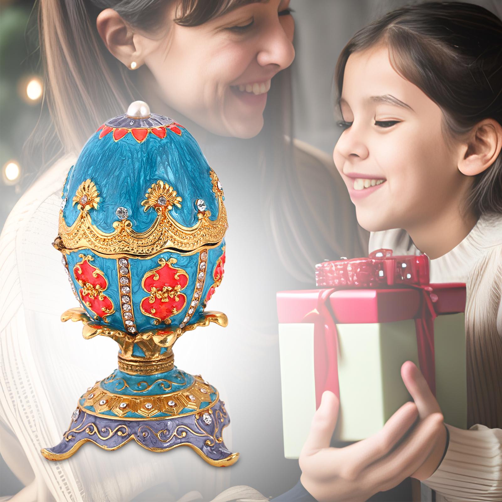 Egg Trinket Box Delicate Enameled Jewelry Box for Easter Anniversary Holiday