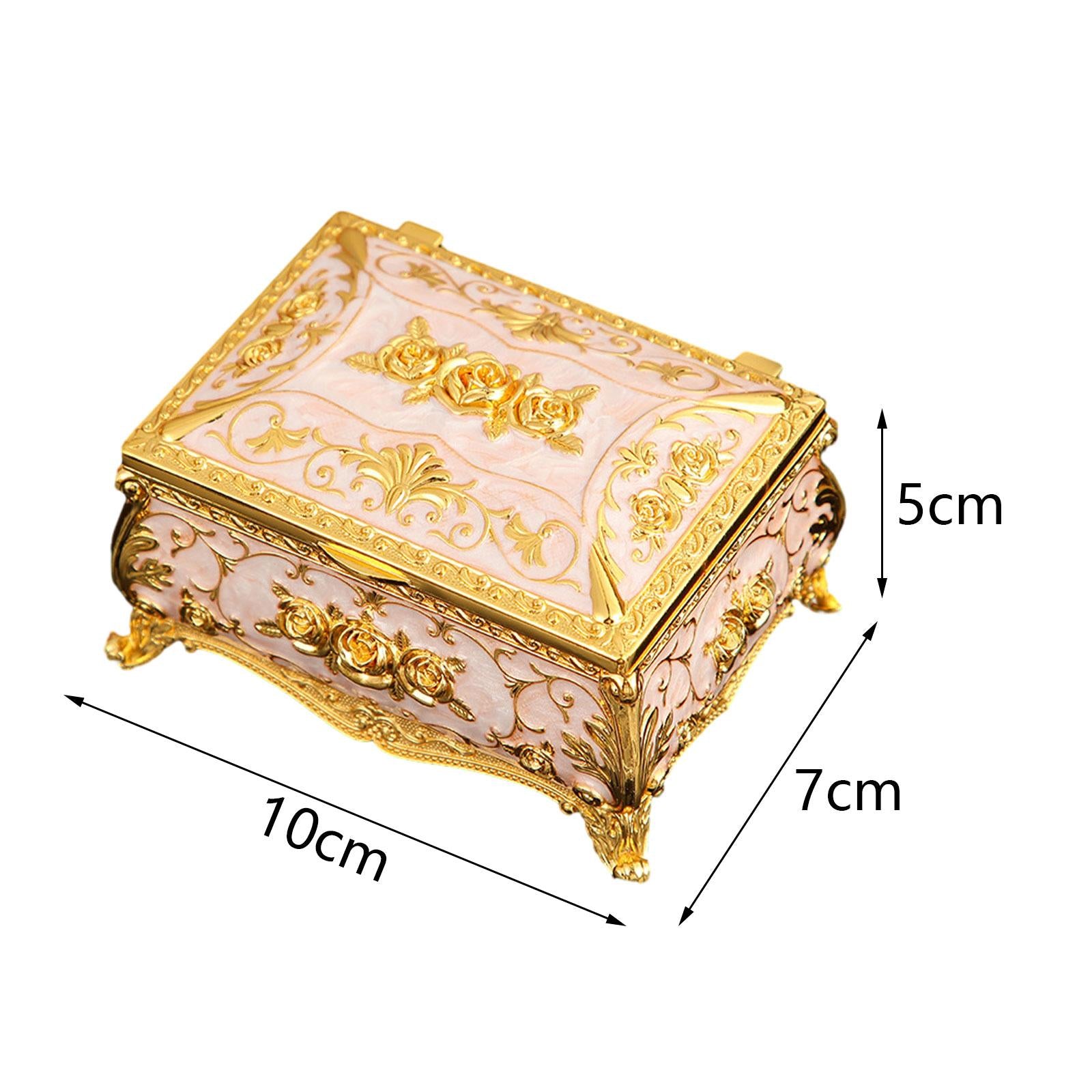 Enameled Jewelry Box Trinket Box for Ear Studs Pendants Charms Birthday Gift Rose Gold