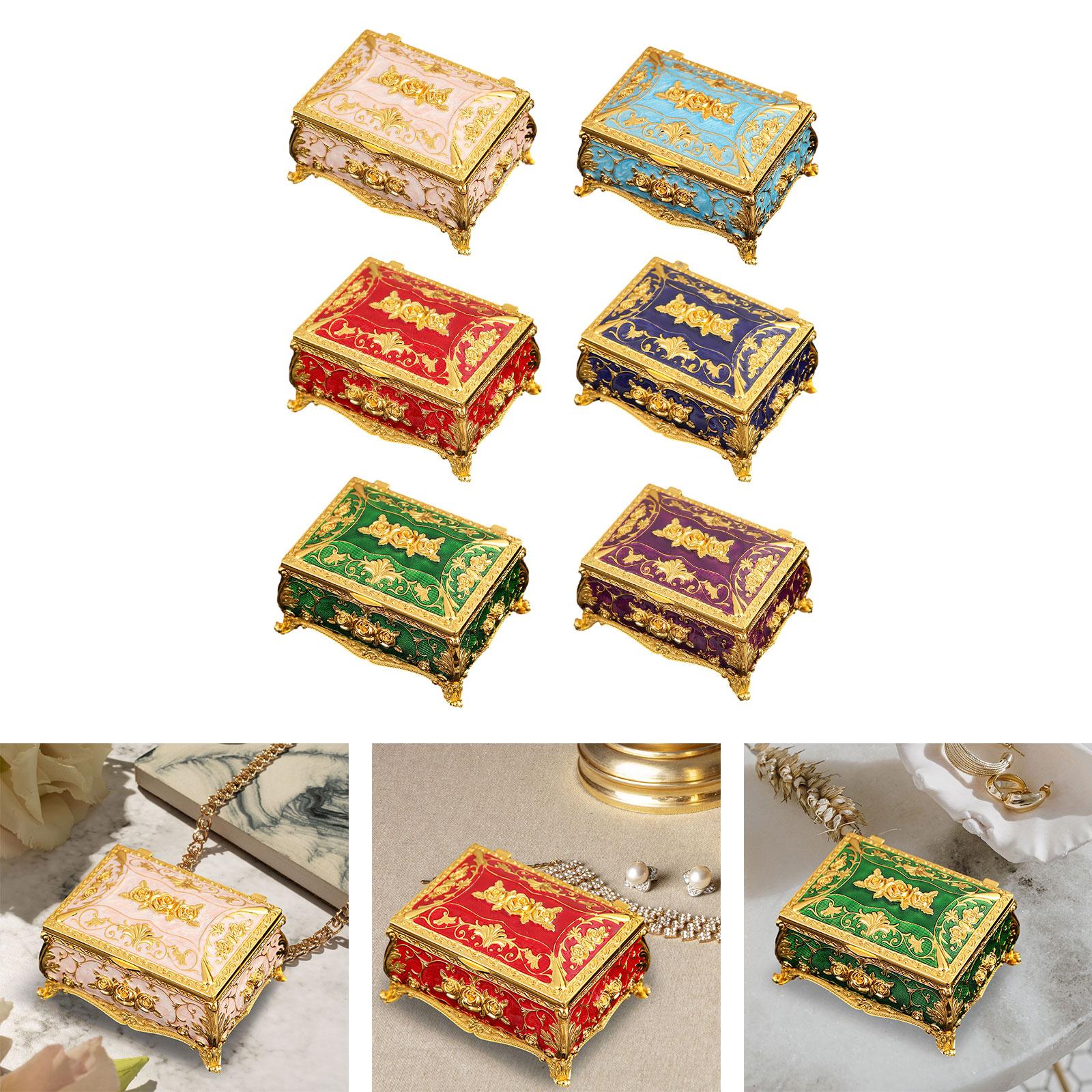 Enameled Jewelry Box Trinket Box for Ear Studs Pendants Charms Birthday Gift Rose Gold