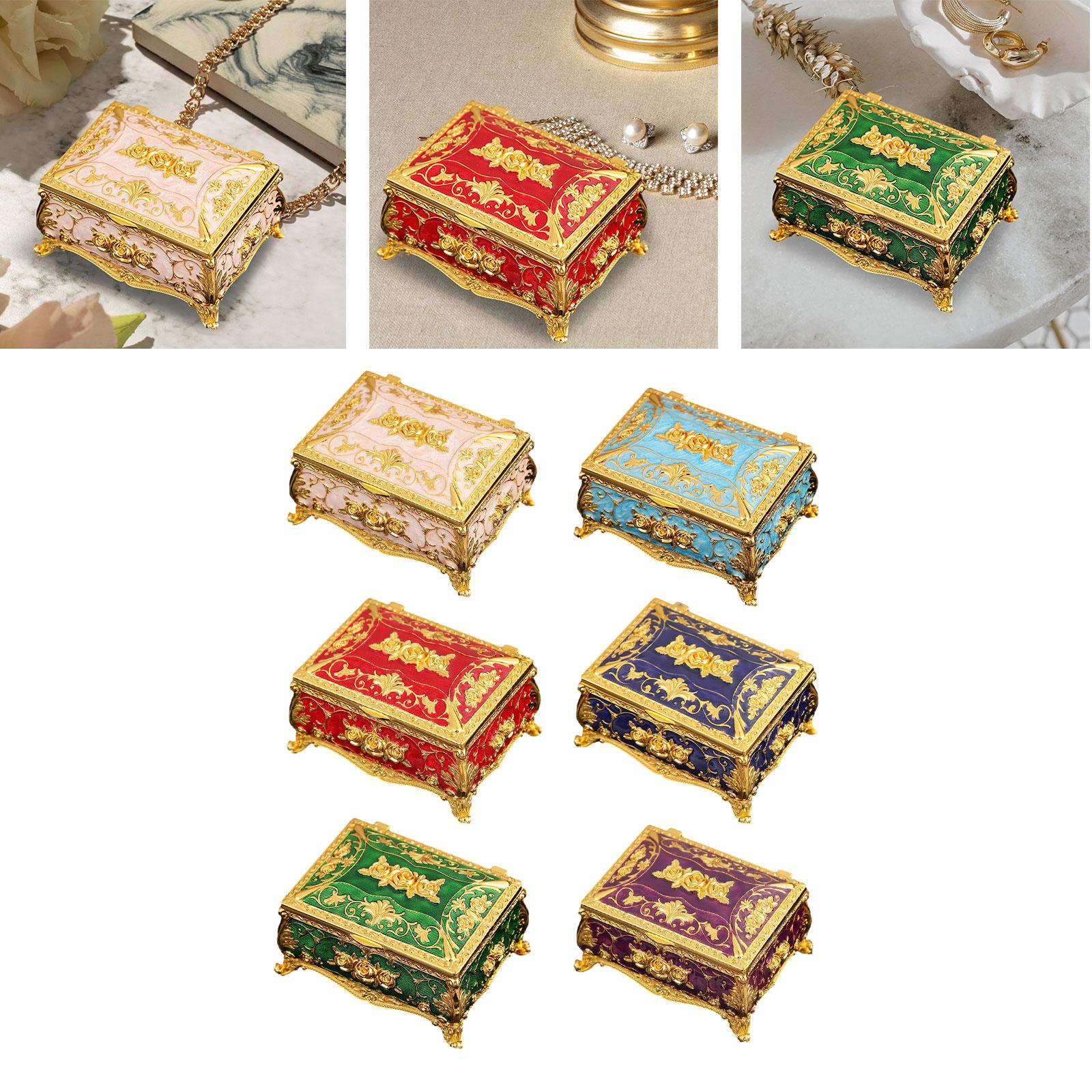 Enameled Jewelry Box Trinket Box for Ear Studs Pendants Charms Birthday Gift Rose Gold