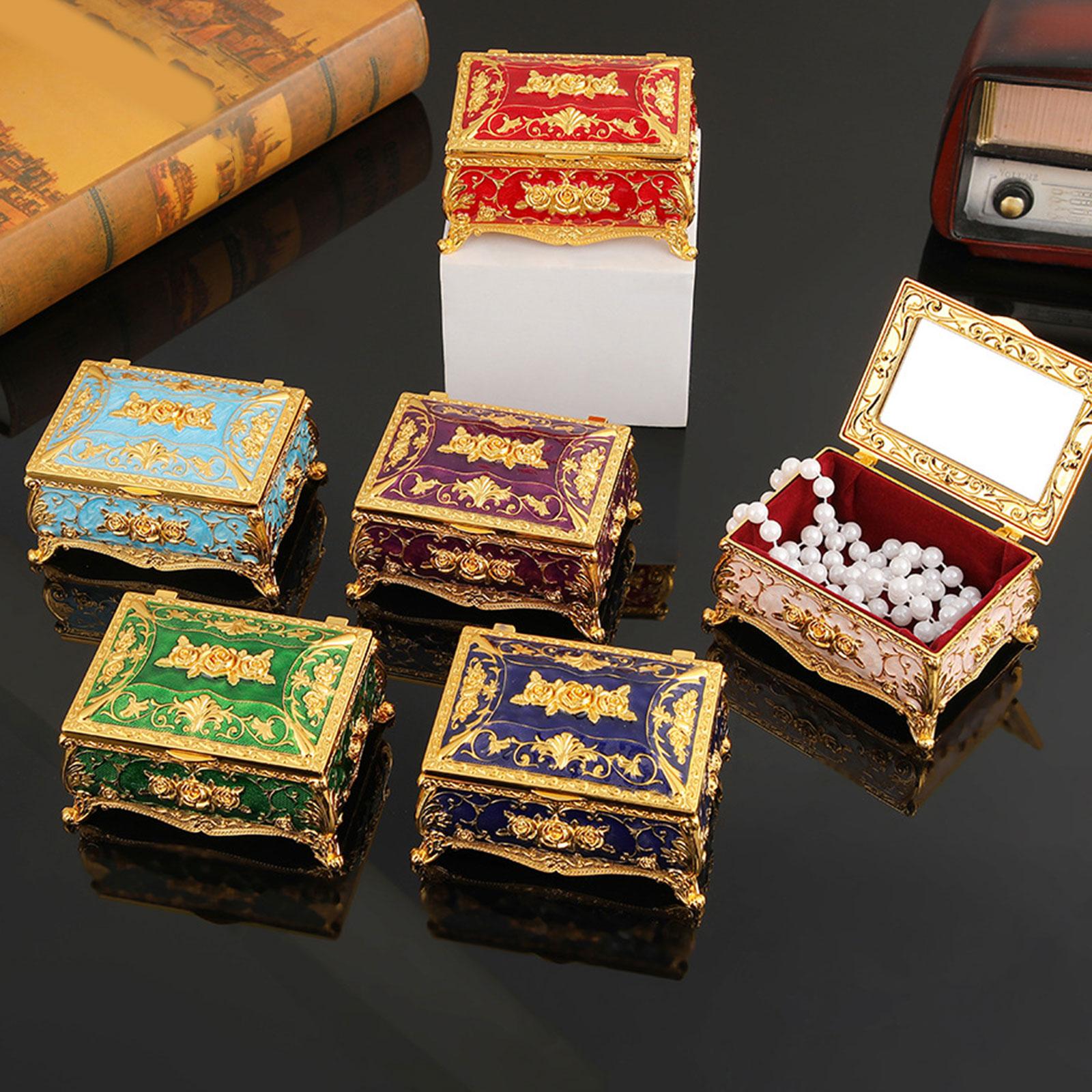 Enameled Jewelry Box Trinket Box for Ear Studs Pendants Charms Birthday Gift Rose Gold