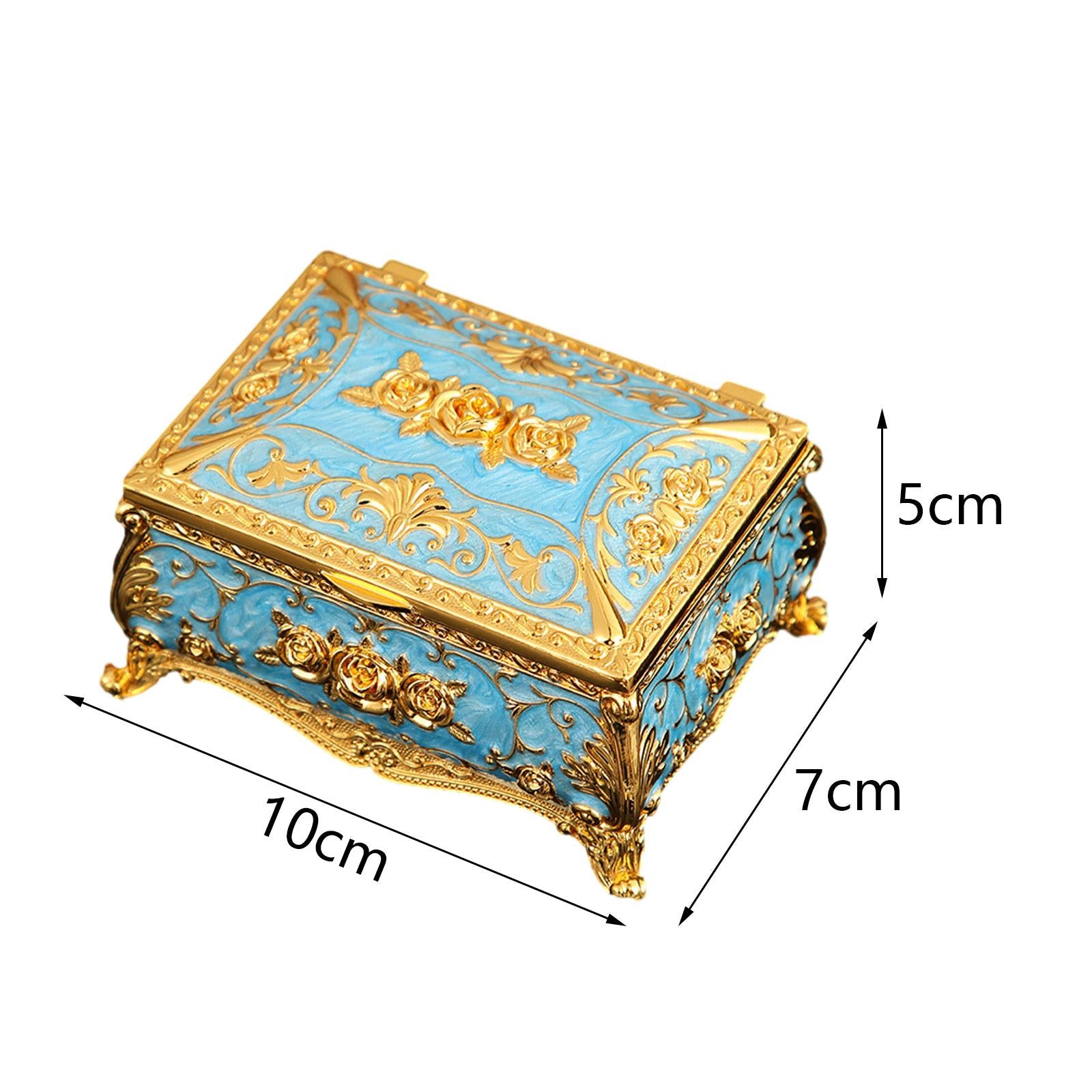 Enameled Jewelry Box Trinket Box for Ear Studs Pendants Charms Birthday Gift Blue