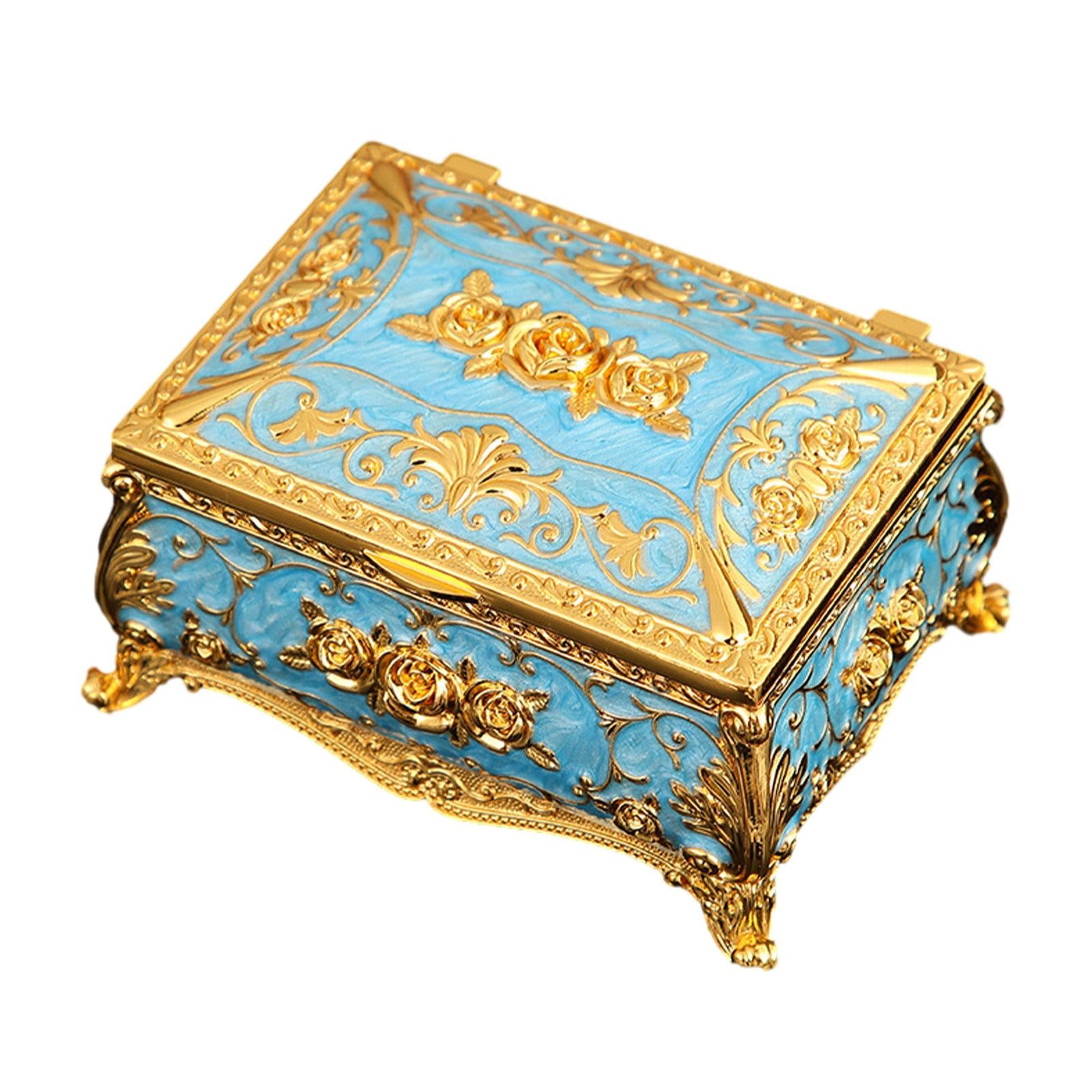 Enameled Jewelry Box Trinket Box for Ear Studs Pendants Charms Birthday Gift Blue