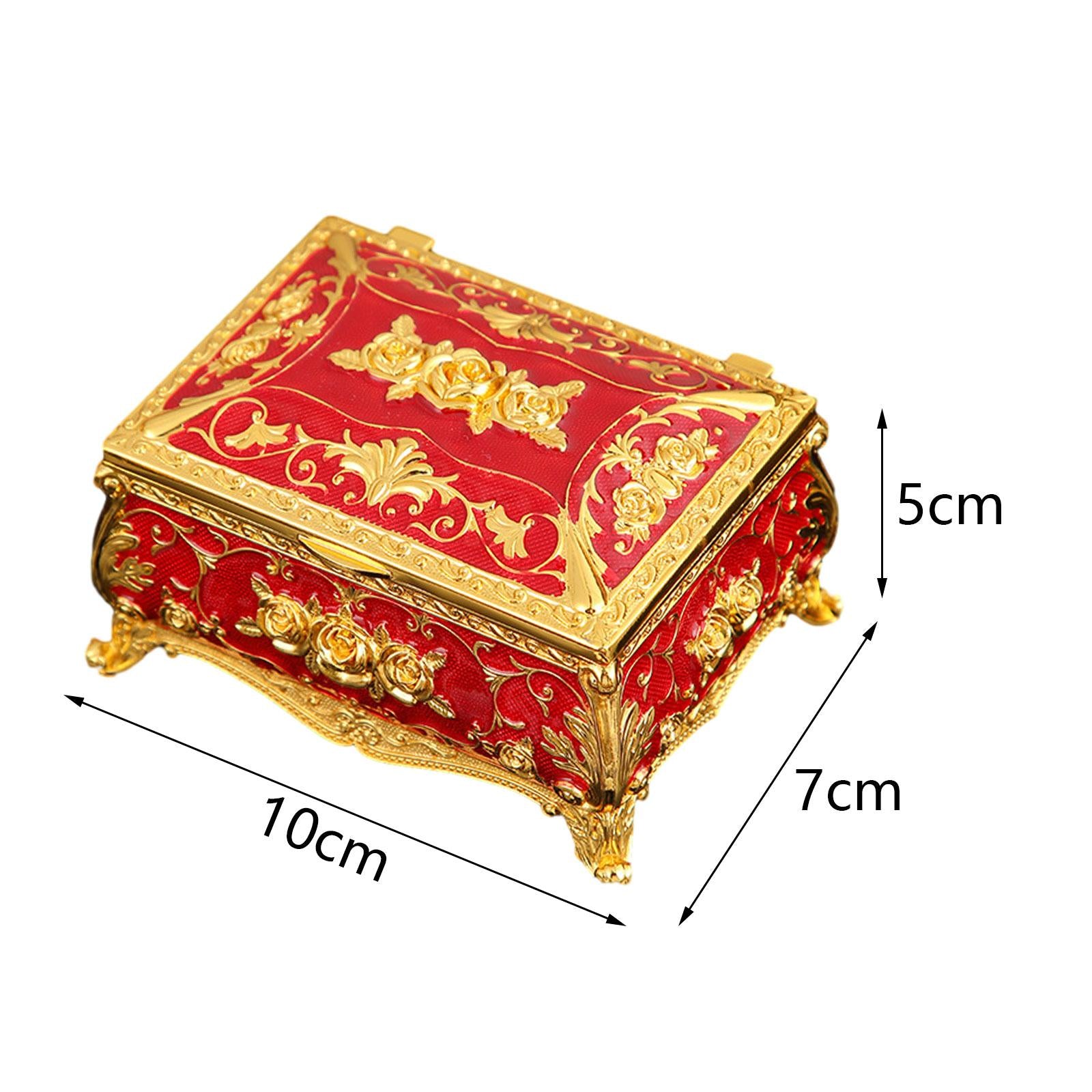 Enameled Jewelry Box Trinket Box for Ear Studs Pendants Charms Birthday Gift Red