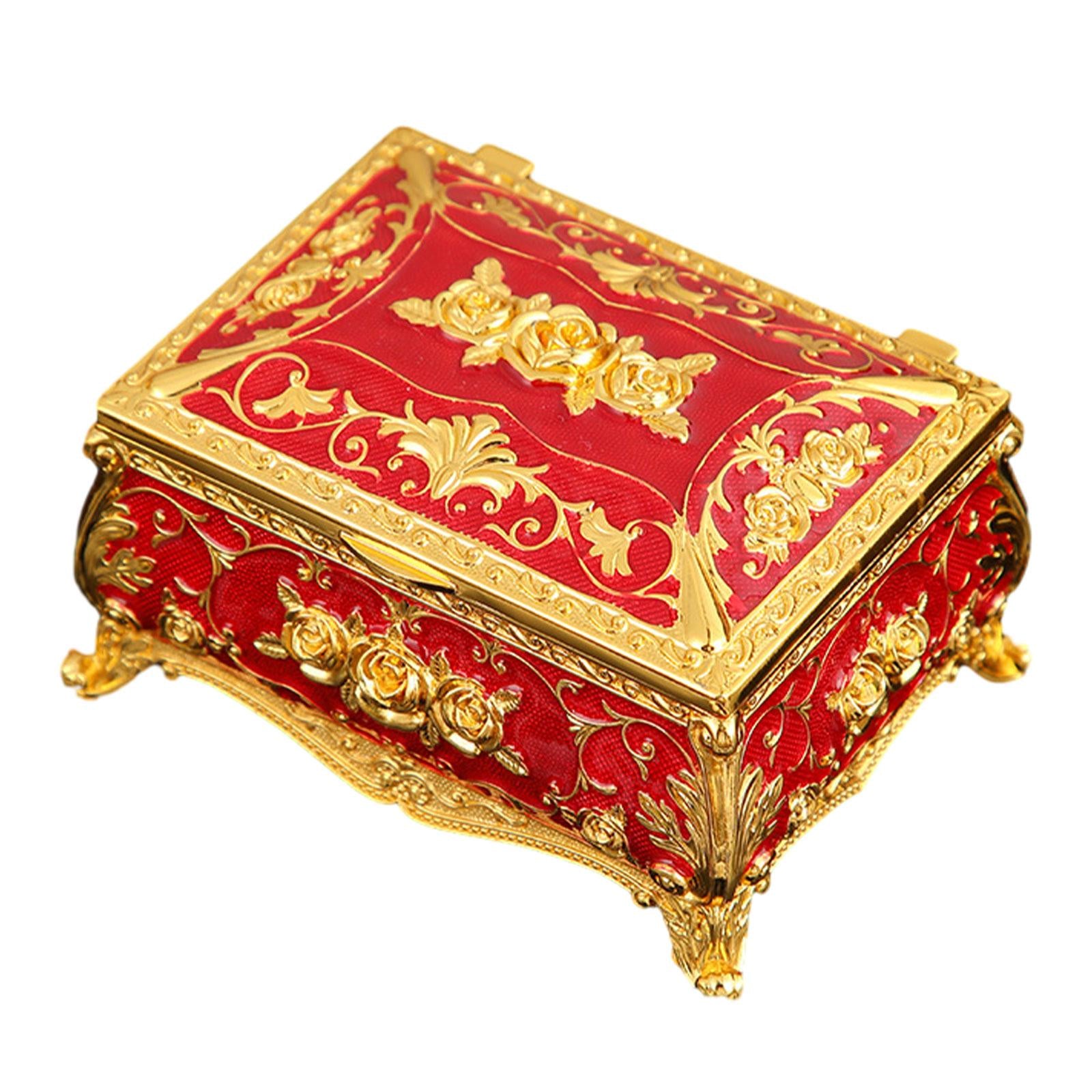 Enameled Jewelry Box Trinket Box for Ear Studs Pendants Charms Birthday Gift Red