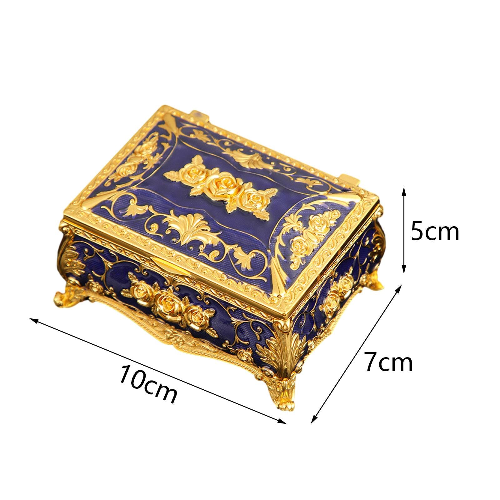 Enameled Jewelry Box Trinket Box for Ear Studs Pendants Charms Birthday Gift Dark Blue