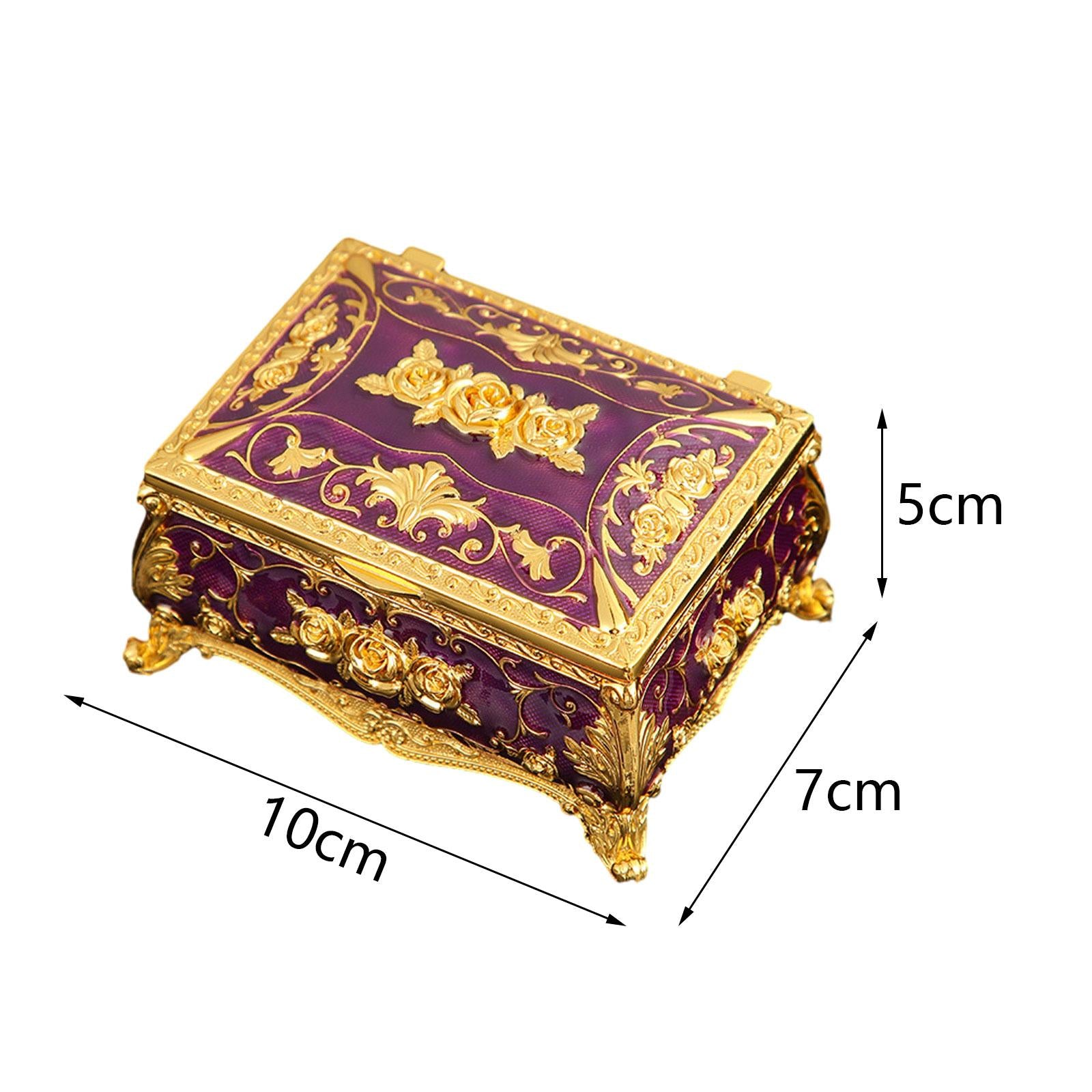Enameled Jewelry Box Trinket Box for Ear Studs Pendants Charms Birthday Gift Purple