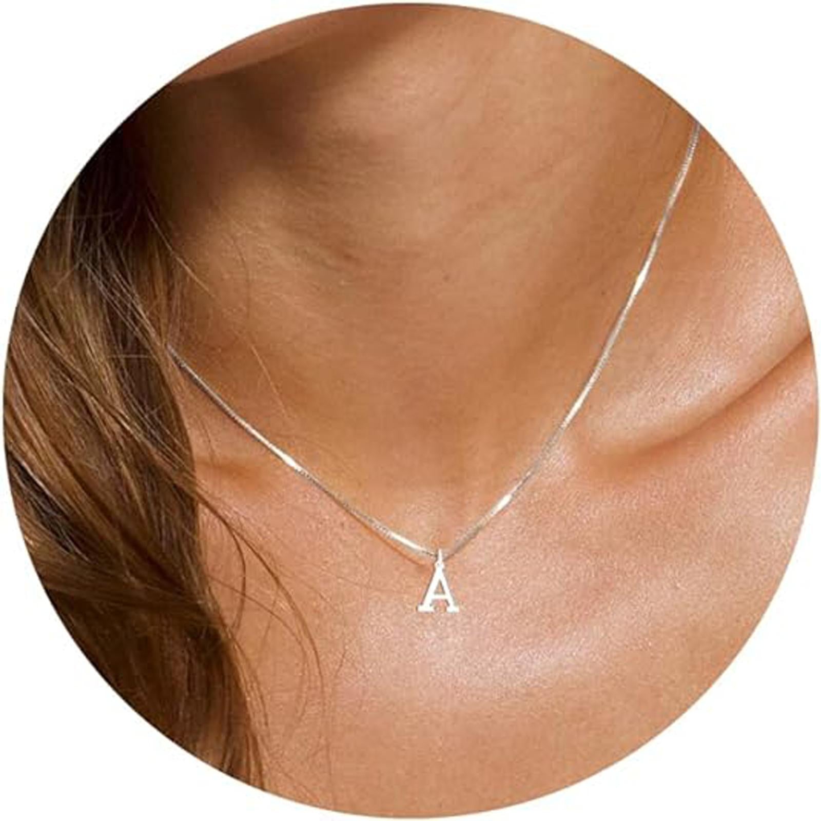 Alphabet Necklace Letter Pendant Necklace Personalized Charm Letter Necklace A Silver
