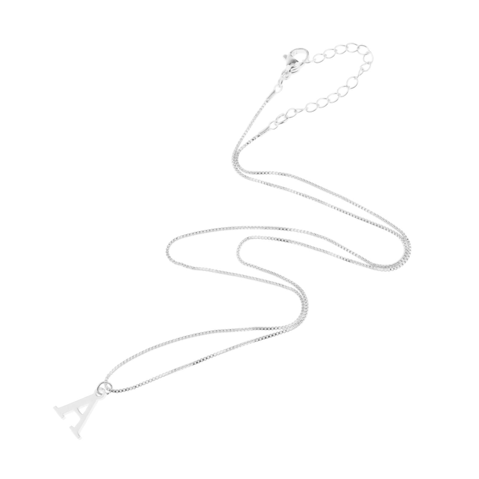 Alphabet Necklace Letter Pendant Necklace Personalized Charm Letter Necklace A Silver