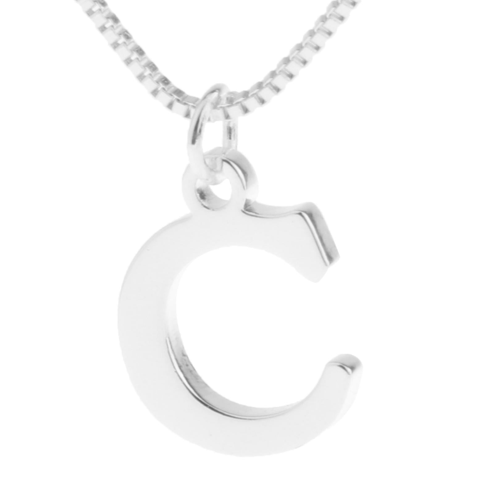 Alphabet Necklace Letter Pendant Necklace Personalized Charm Letter Necklace C Silver
