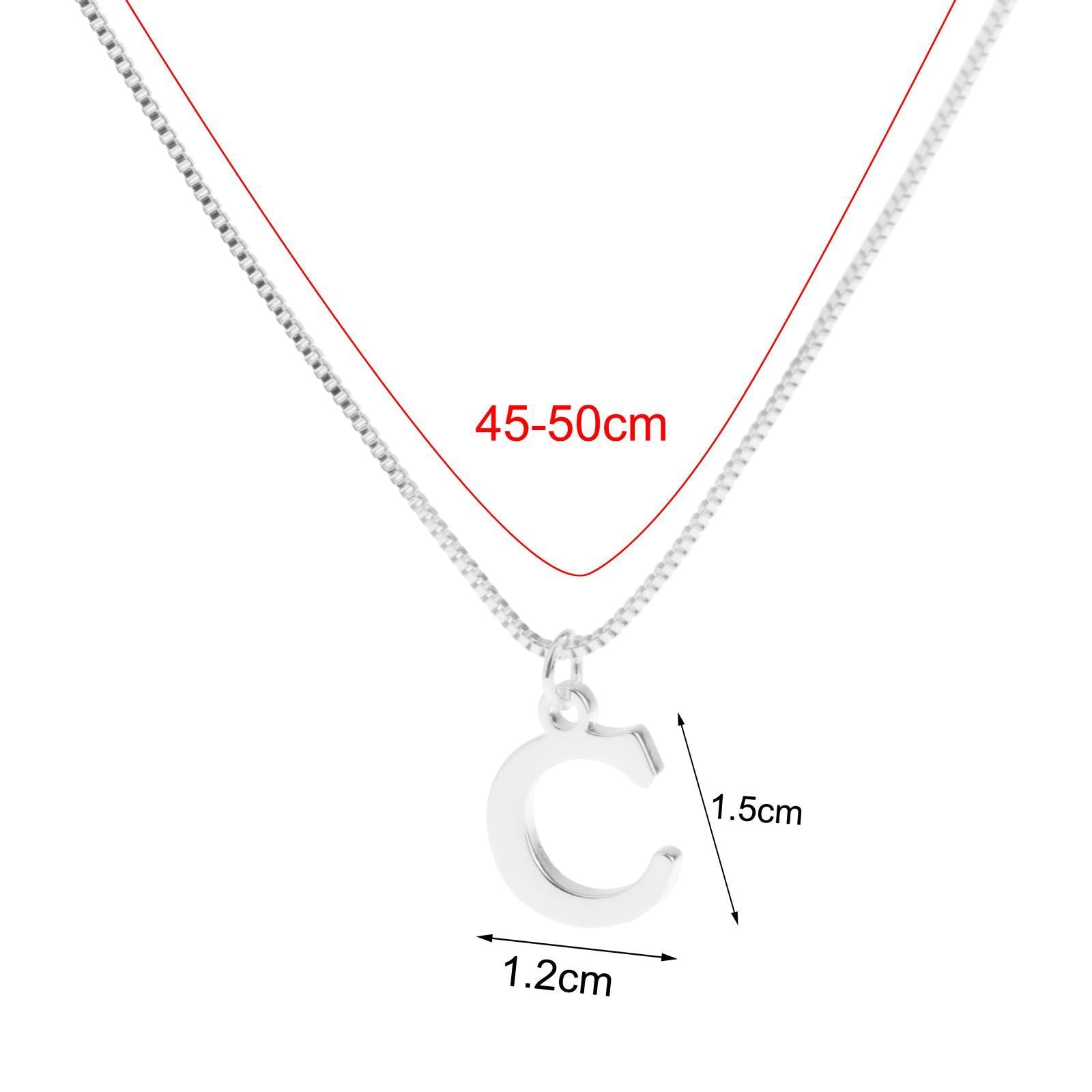 Alphabet Necklace Letter Pendant Necklace Personalized Charm Letter Necklace C Silver