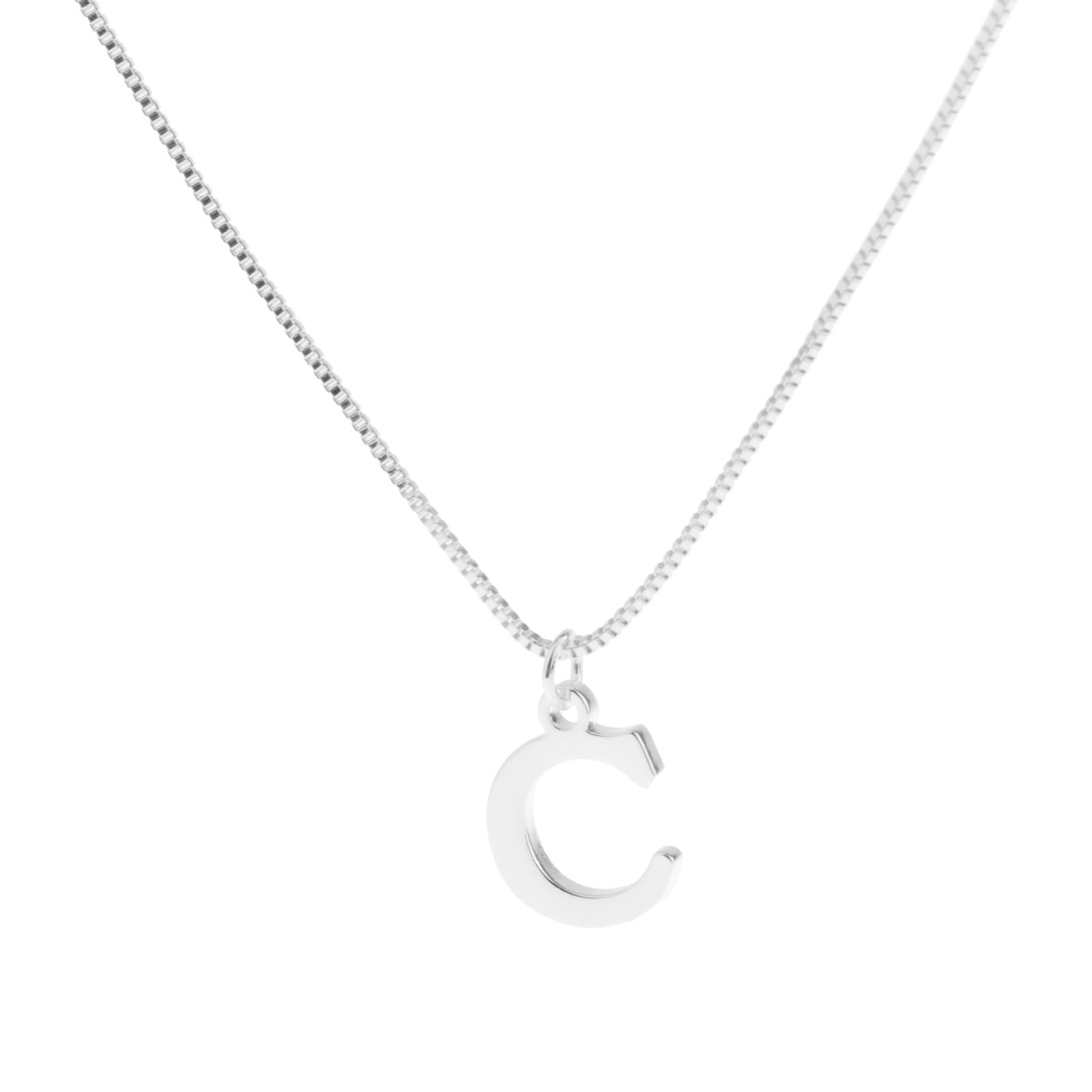 Alphabet Necklace Letter Pendant Necklace Personalized Charm Letter Necklace C Silver