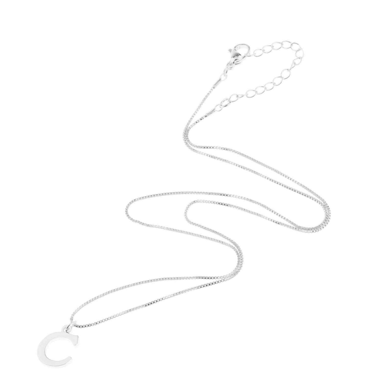 Alphabet Necklace Letter Pendant Necklace Personalized Charm Letter Necklace C Silver