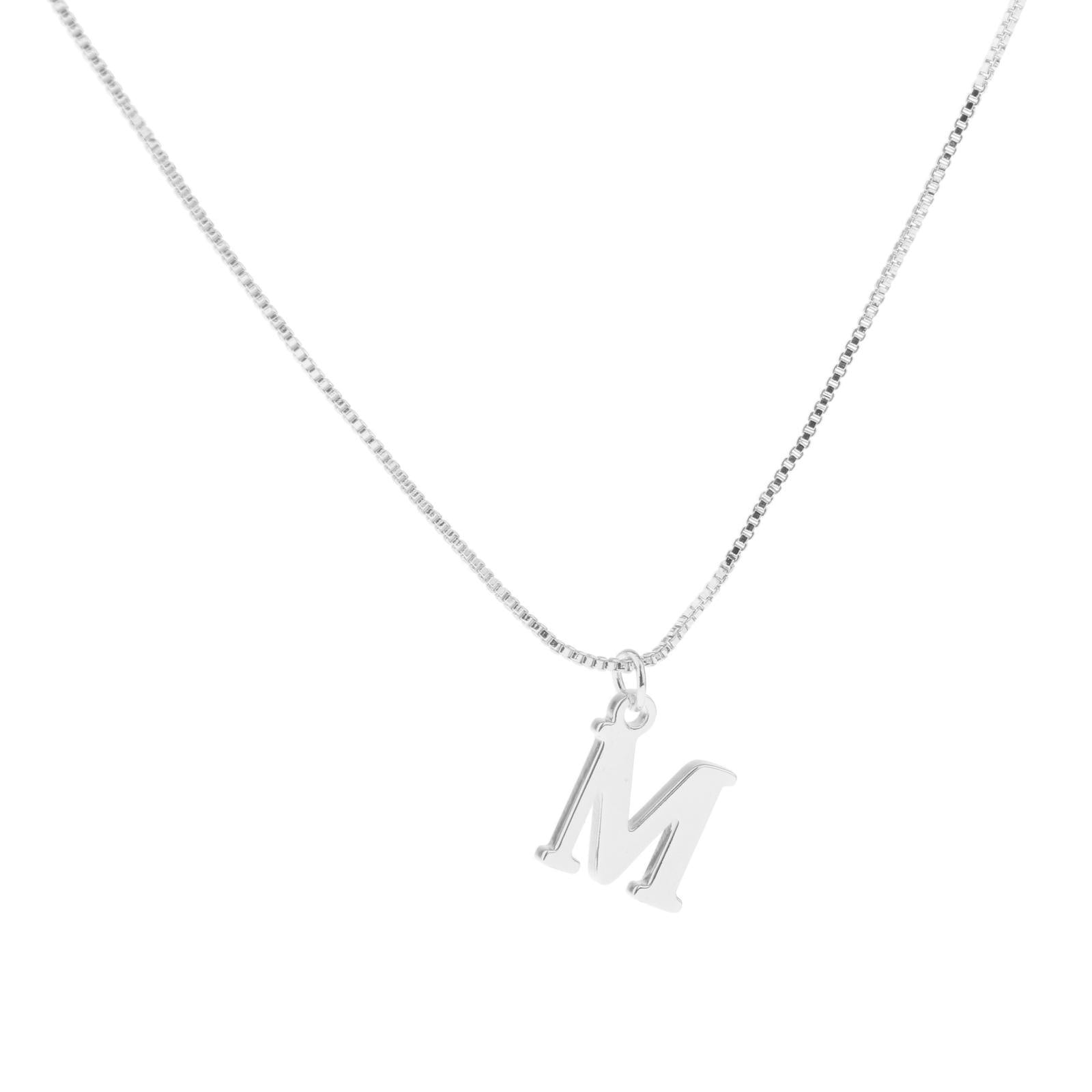 Alphabet Necklace Letter Pendant Necklace Personalized Charm Letter Necklace M Silver