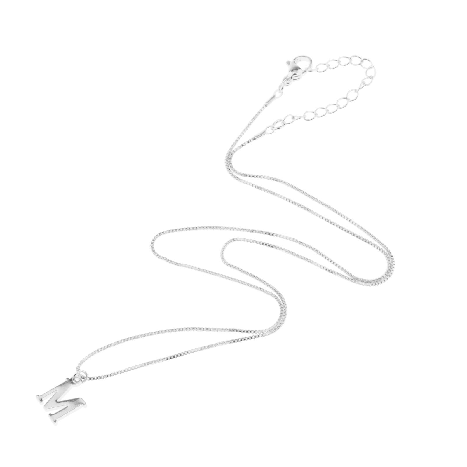 Alphabet Necklace Letter Pendant Necklace Personalized Charm Letter Necklace M Silver