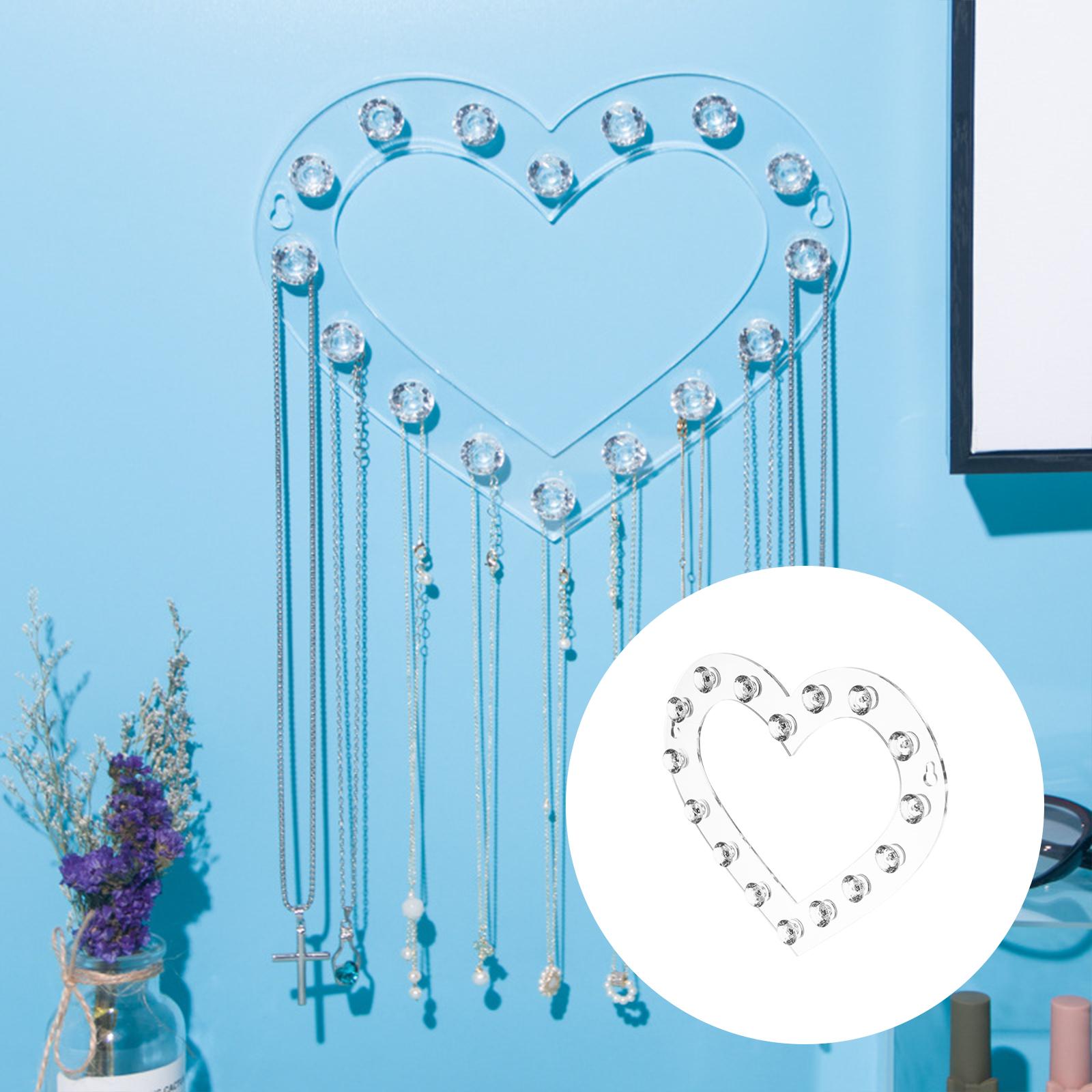Necklace Holder Wall Mounted Heart-shaped Clear Necklace Hanger for Bracelet