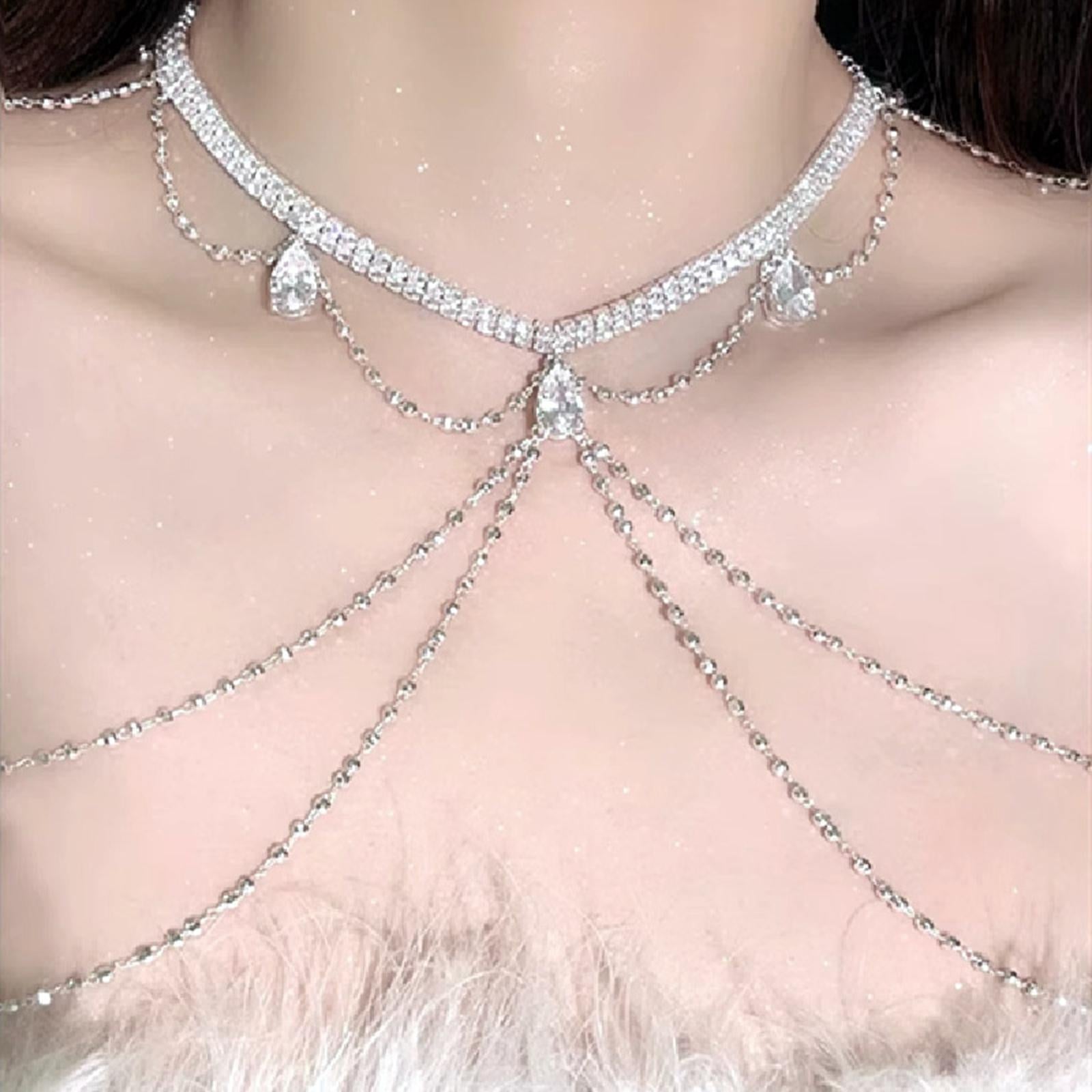 Shoulder Body Chain for Women Shiny Harness Shoulder Chain Dress Accessories