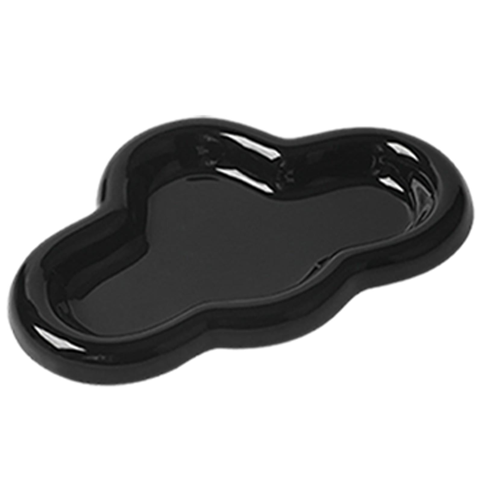 Trinket Tray Watch Keys Tray Ceramic Jewelry Plate for Bedside Table Desktop Black