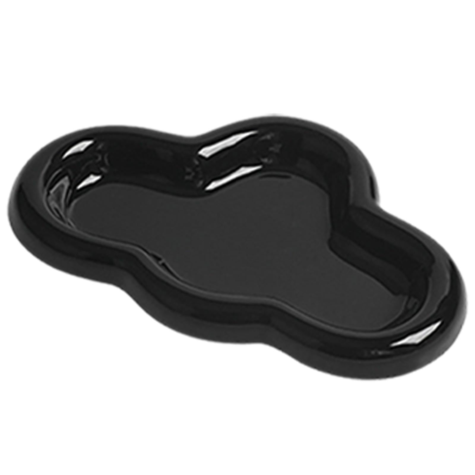 Trinket Tray Watch Keys Tray Ceramic Jewelry Plate for Bedside Table Desktop Black