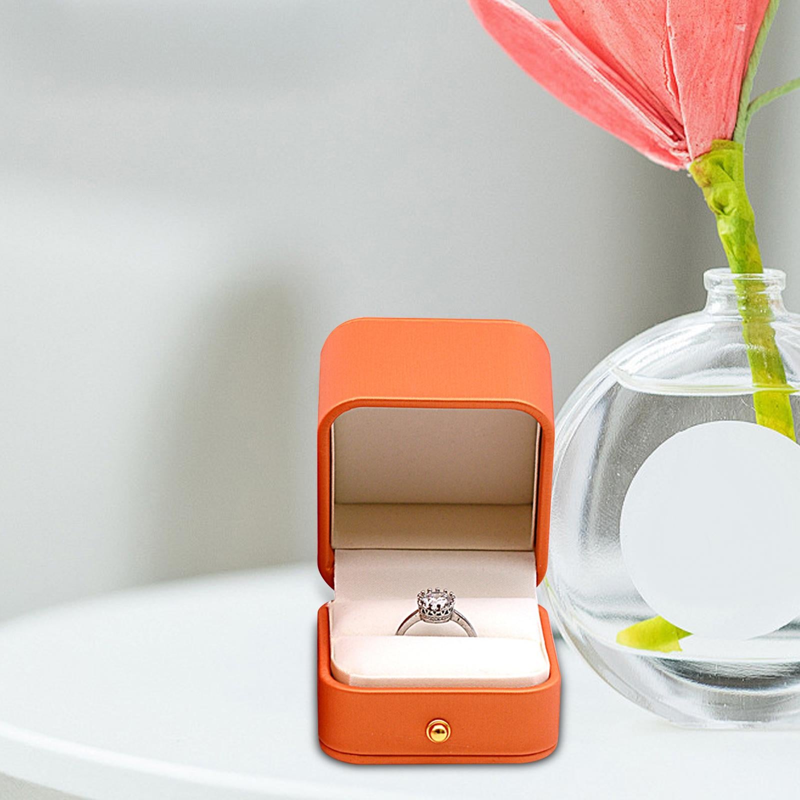 Wedding Ring Box Container Leather Ring Box for Party Engagement Anniversary