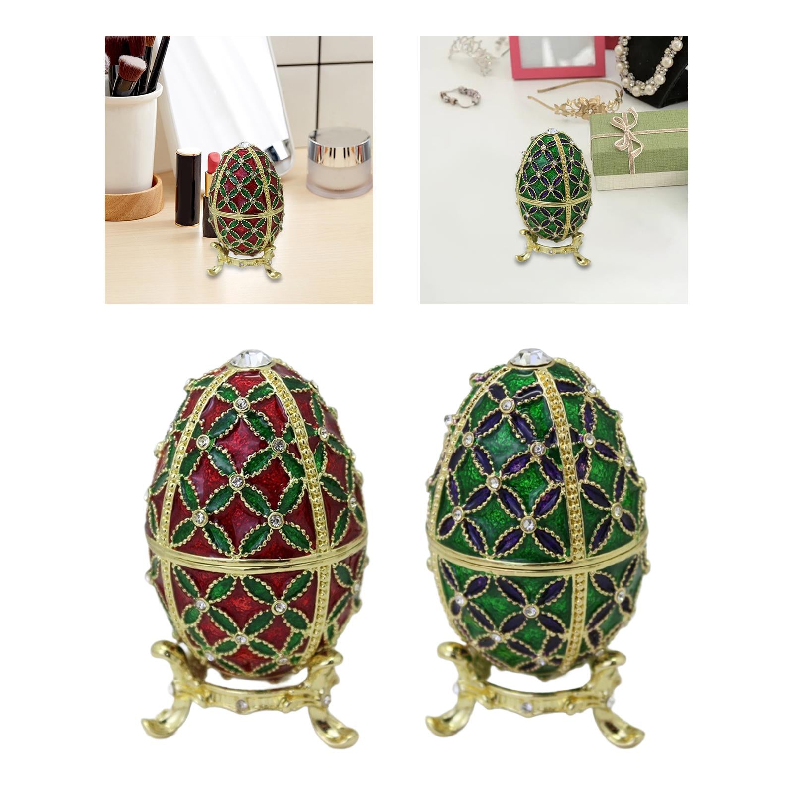 Easter Egg Shape Trinket Box Figure Crafts Spring Rings Enameled Trinket Box Red