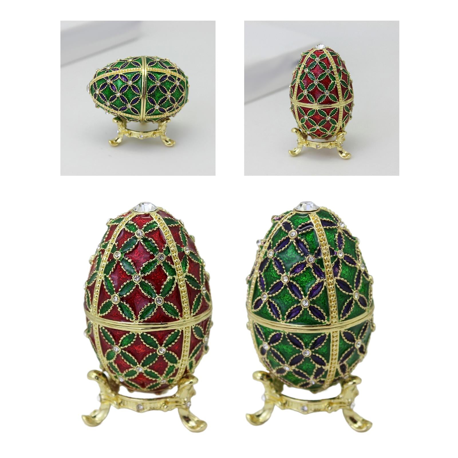 Easter Egg Shape Trinket Box Figure Crafts Spring Rings Enameled Trinket Box Red