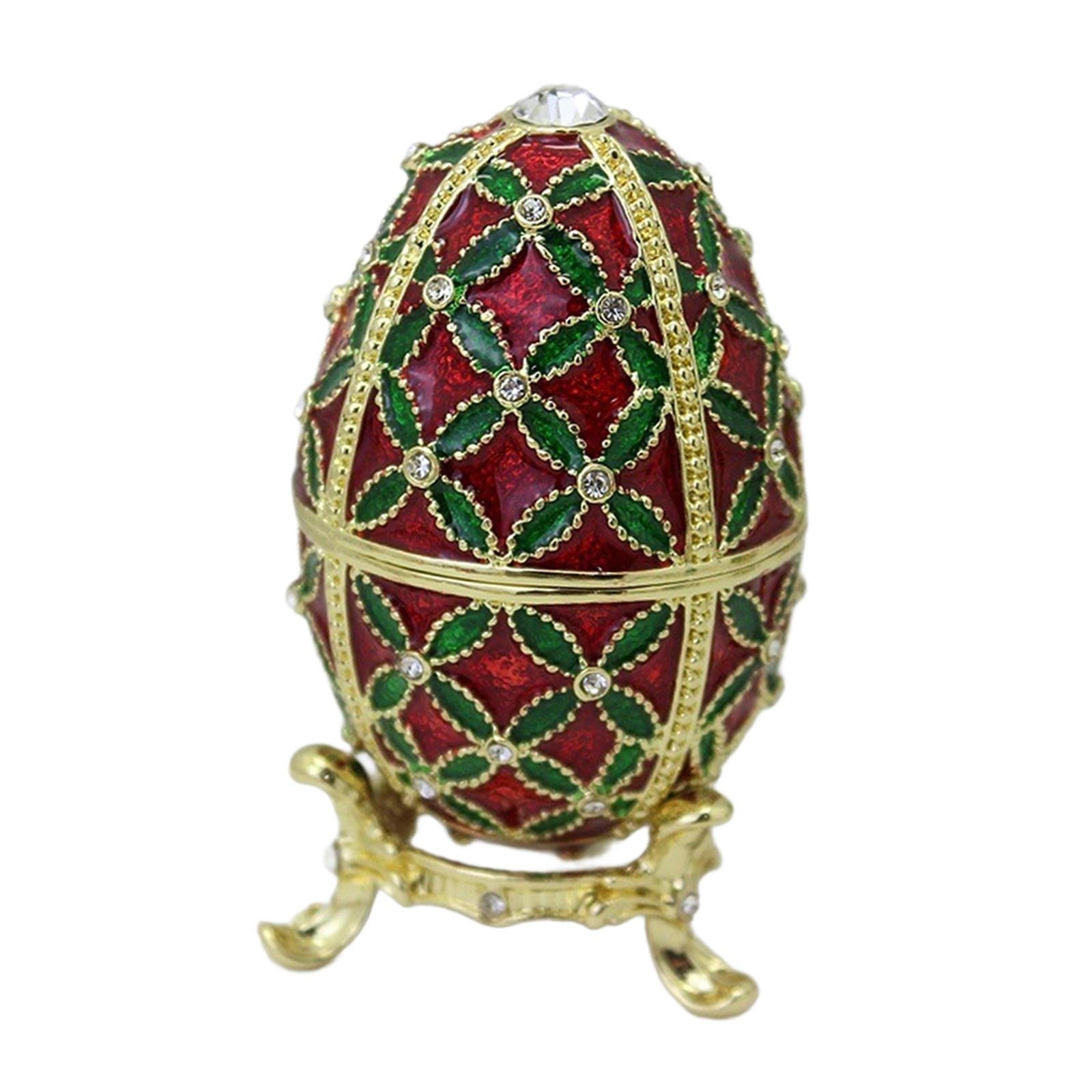Easter Egg Shape Trinket Box Figure Crafts Spring Rings Enameled Trinket Box Red