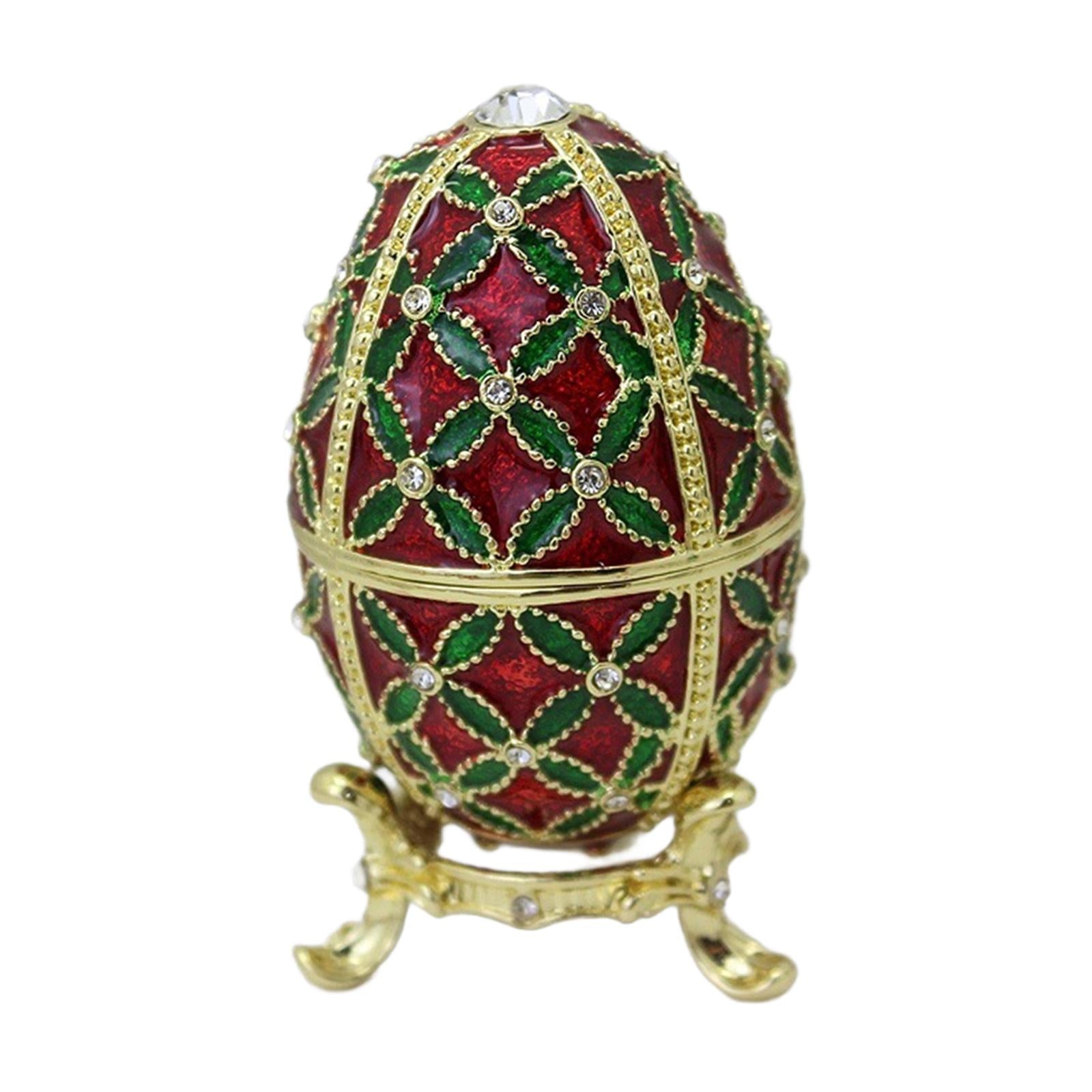 Easter Egg Shape Trinket Box Figure Crafts Spring Rings Enameled Trinket Box Red