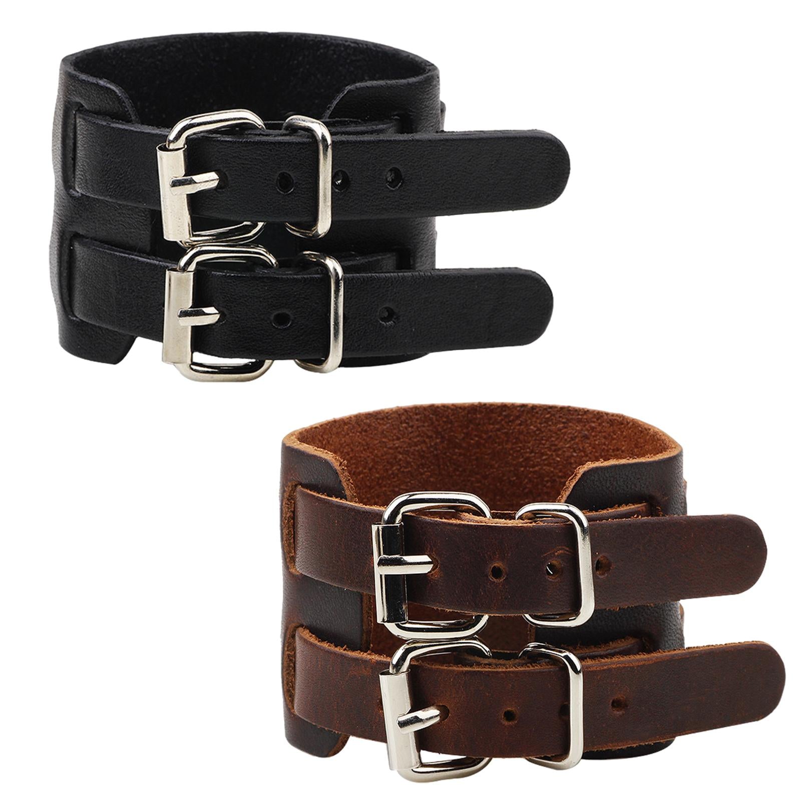 Double Tour Bracelet PU Leather Bracelet for Thanksgiving Wedding Graduation black