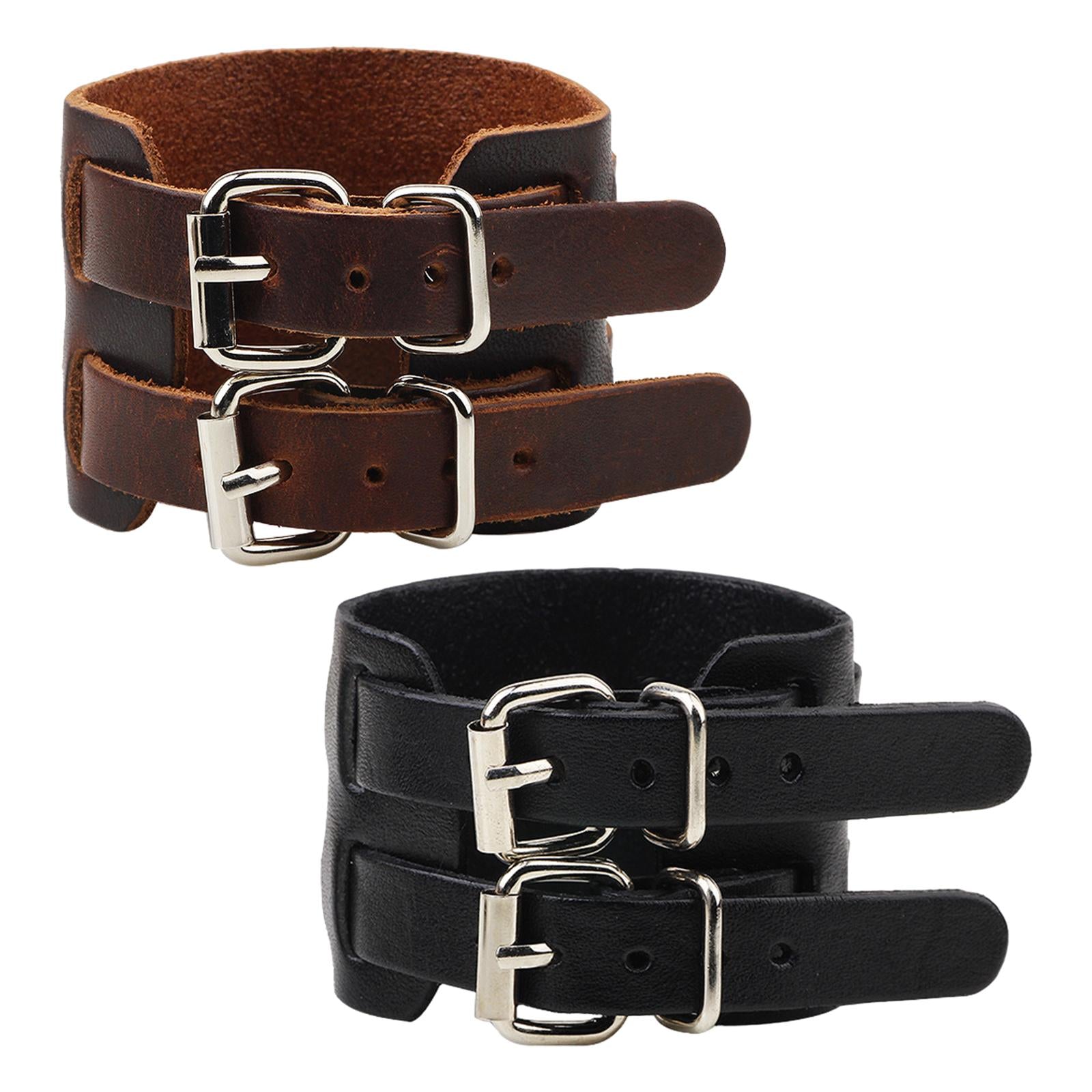 Double Tour Bracelet PU Leather Bracelet for Thanksgiving Wedding Graduation black